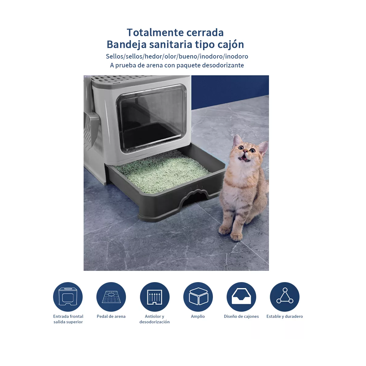Foto 4 pulgar | Caja De Arena Completamente Sellads Y Desodorizada P/gato Eo Safe Imports Esi-12660 Gris