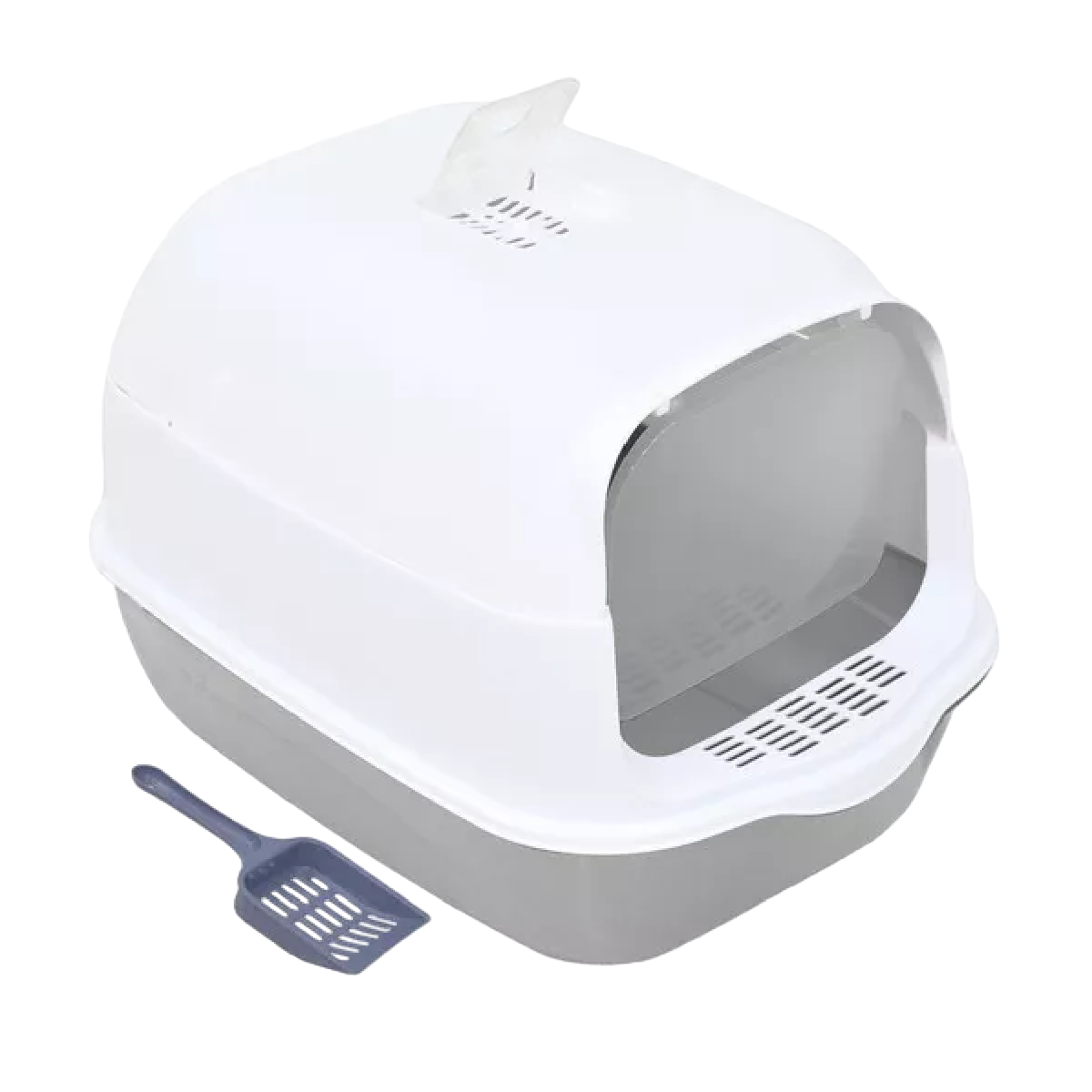 Arenero Cerrado Gato Ventilacion Carbon Activado + Pala Color Gris