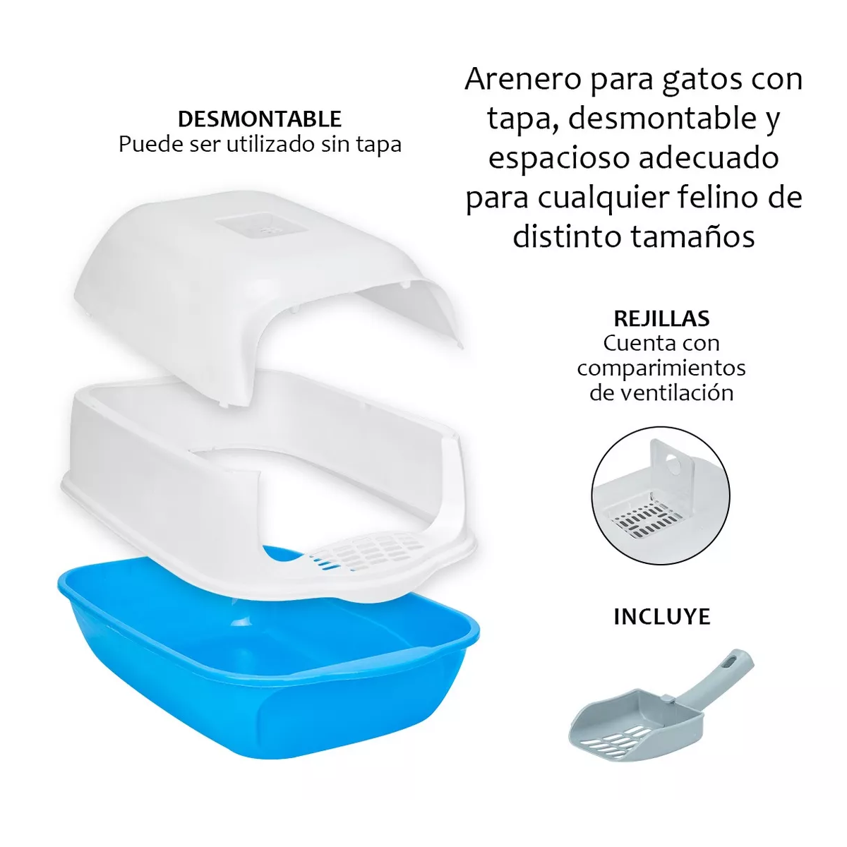 Foto 3 pulgar | Arenero Sanitario Cerrado Para Gato Con Pala Puerta Abatible Eo Safe Imports Esi-14166 Multicolor
