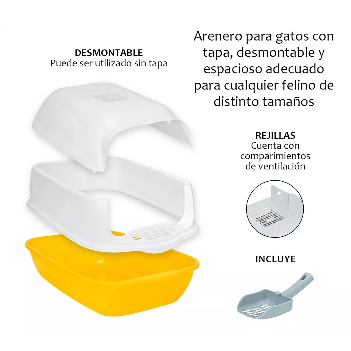 Foto 3 pulgar | Arenero Sanitario Cerrado Para Gato Con Pala Puerta Abatible Eo Safe Imports Esi-14168 Multicolor