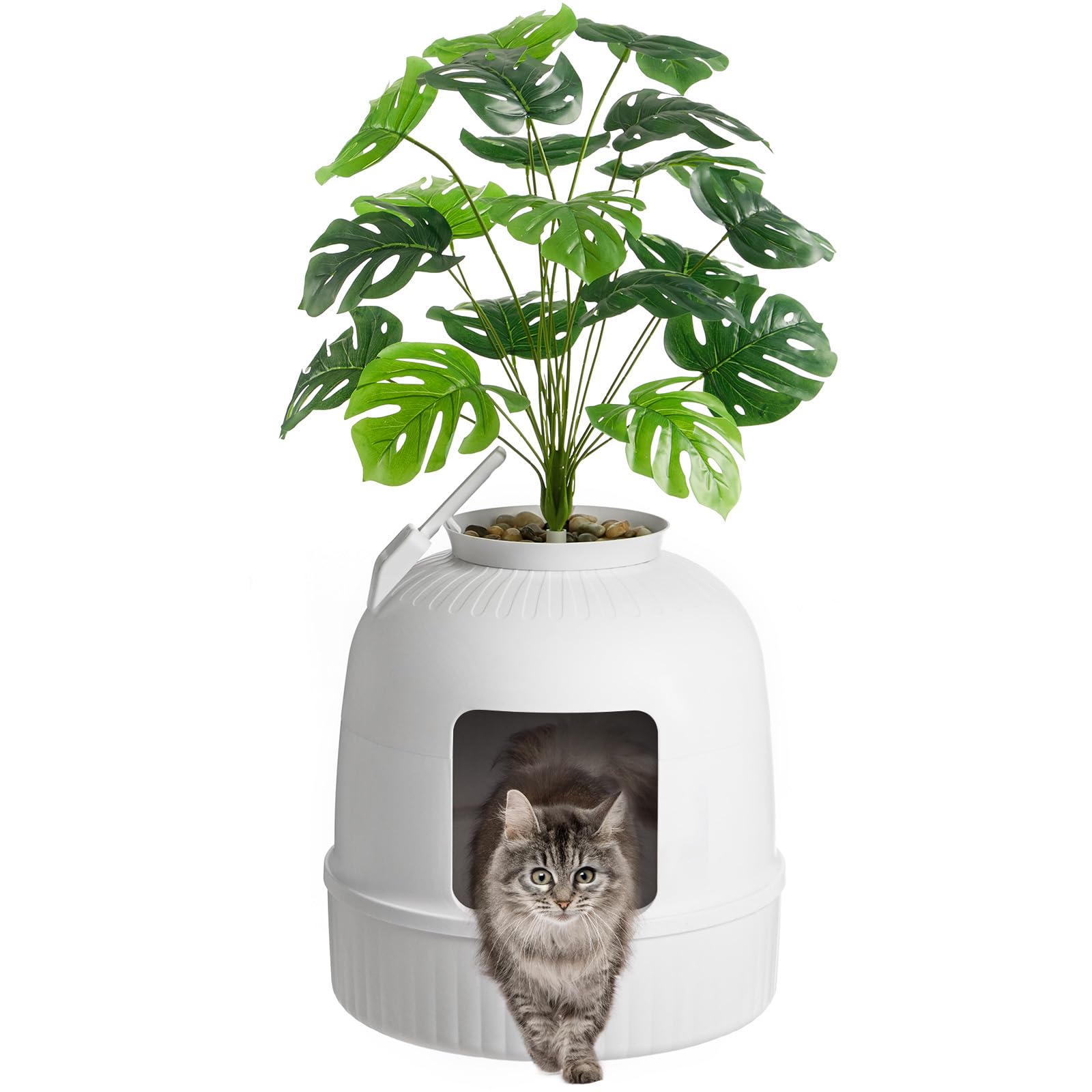 Caja De Arena Para Gatos Hidden Plant Lifewit, Blanca, Con Control De Olores - Venta Internacional.