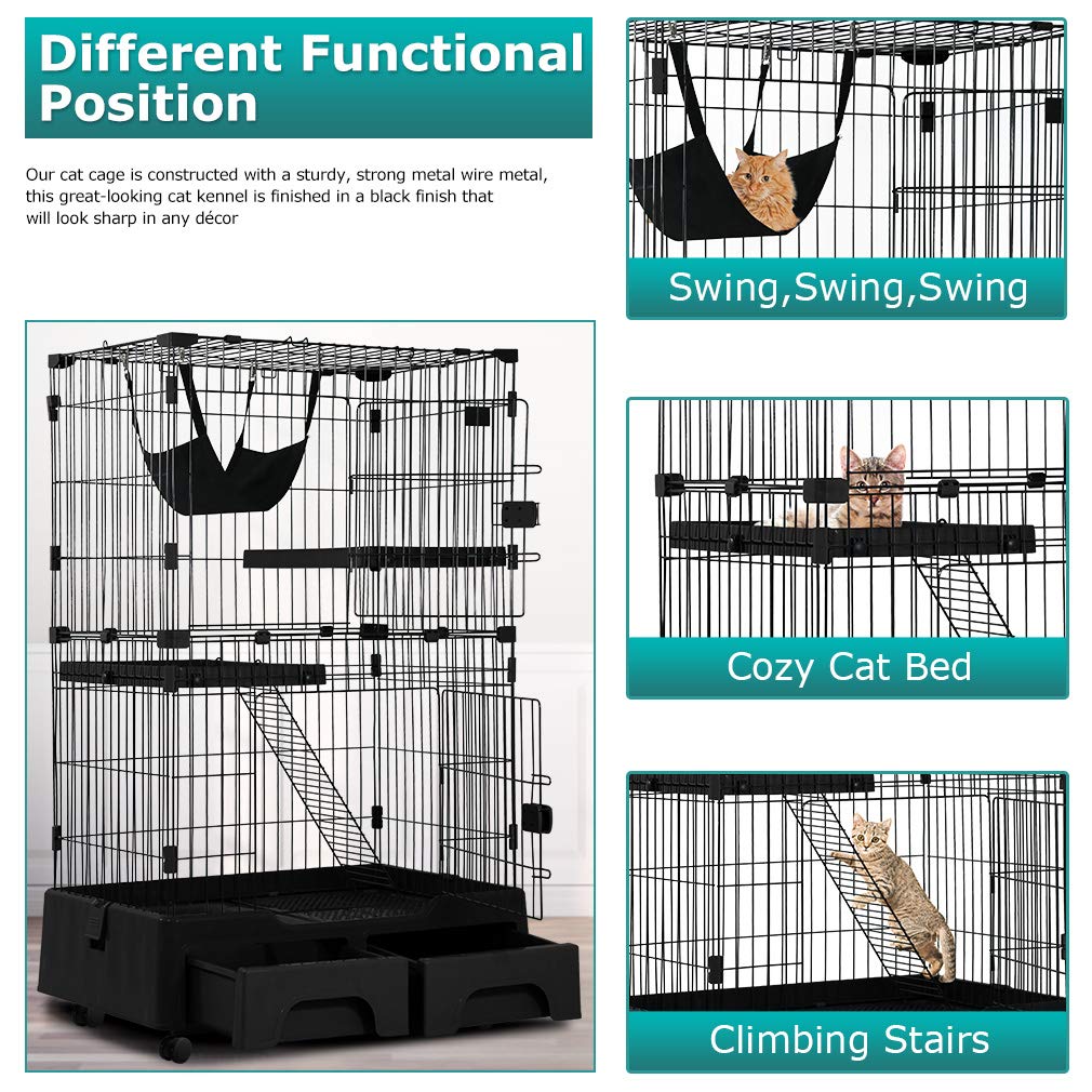 Foto 4 pulgar | Jaula Para Gatos, Corrales, Caseta Para Gatos De 132,6 Cm De Altura - Venta Internacional.