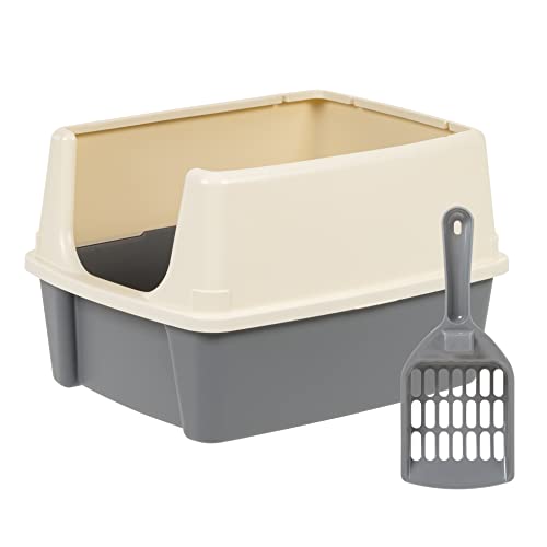 Caja De Arena Para Gatos Amazon Basics, Alta Con Parte Superior Abierta Y Lados Altos - Venta Internacional.
