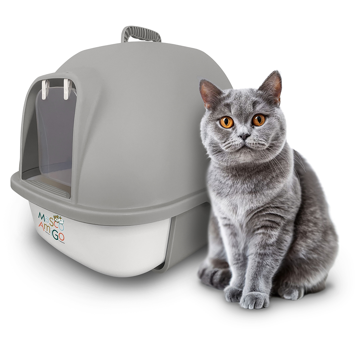 Foto 2 pulgar | Arenero Cerrado Para Gato Mascoamigo Color Gris-blanco Incluye Puerta Y Palita  43x40x32 Cm