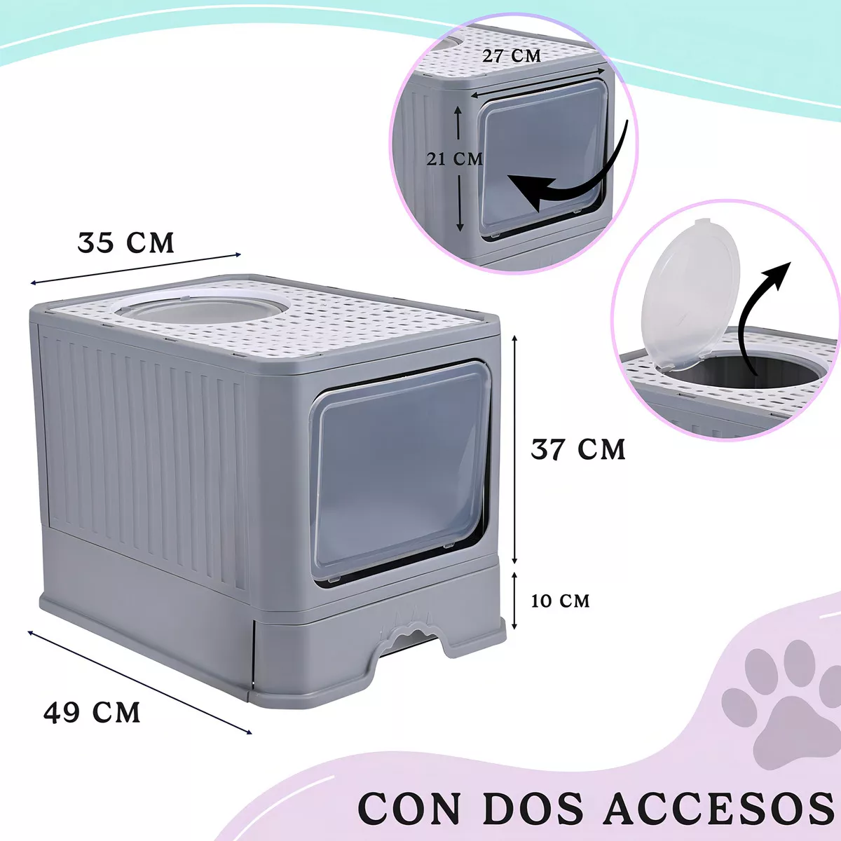 Foto 5 pulgar | Arenero Bandeja Sanitaria Grande Con Pala Eo Safe Imports Esi-18423 Gris