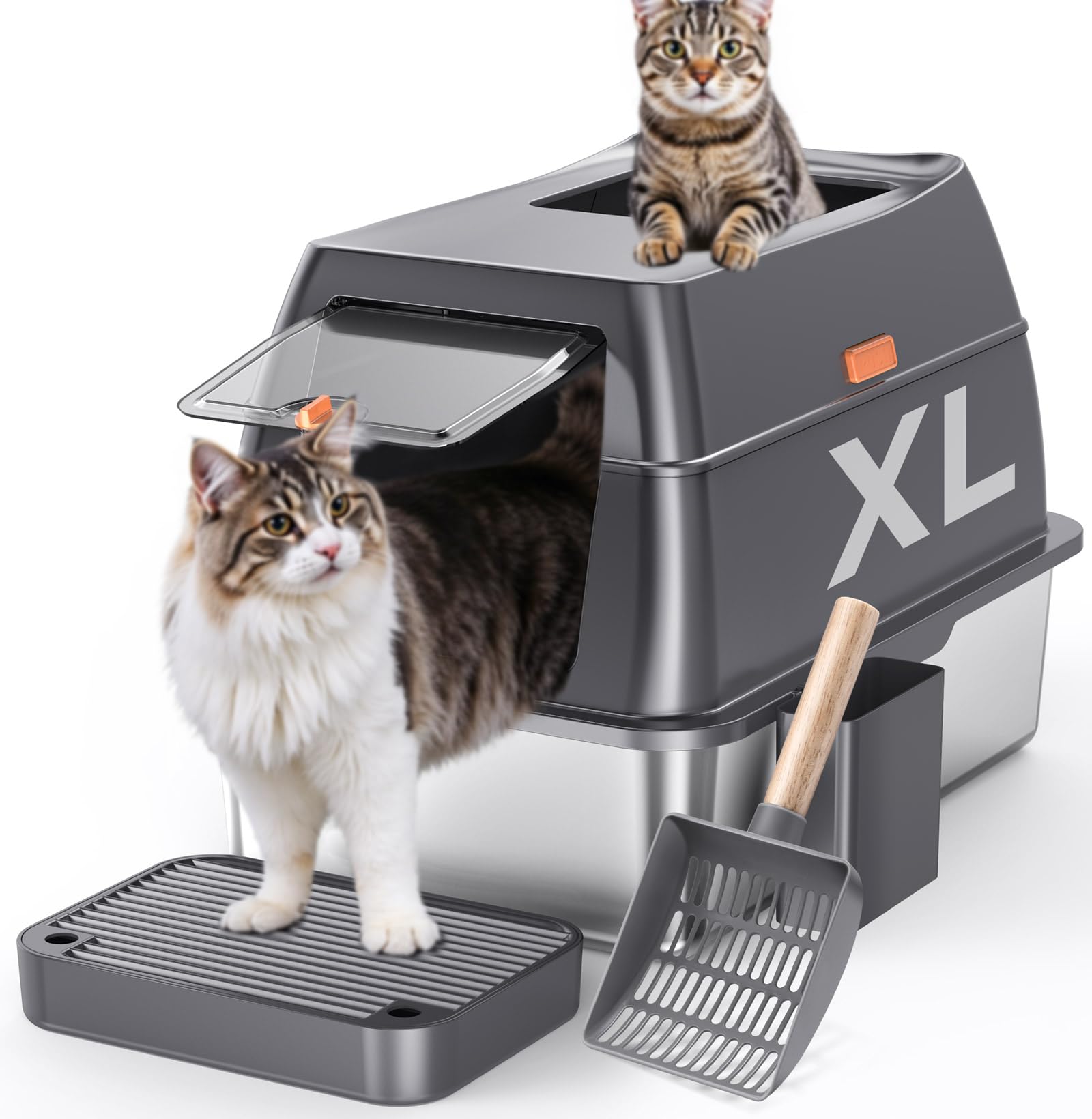 Foto 2 pulgar | Caja De Arena Para Gatos Gimars 3 En 1 De Acero Antifugas De Acero Con Lados Altos - Venta Internacional.