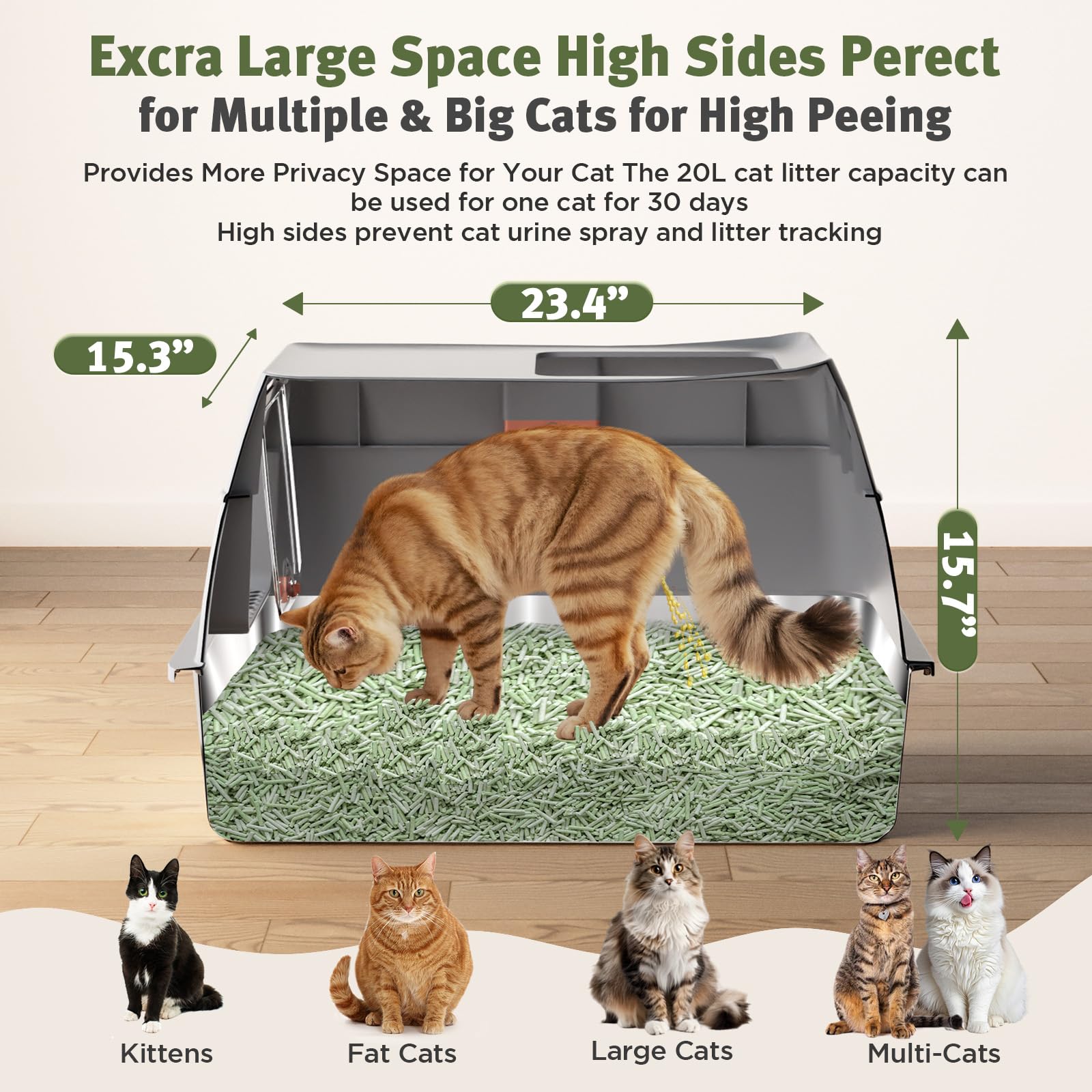 Foto 3 pulgar | Caja De Arena Para Gatos Gimars 3 En 1 De Acero Antifugas De Acero Con Lados Altos - Venta Internacional.