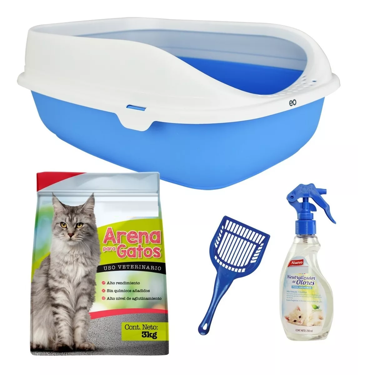 Foto 2 pulgar | Kit Inicial Para Gato Con Arenero Pala Arena Neutralizador Eo Safe Imports Esi-9753-1 Multicolor