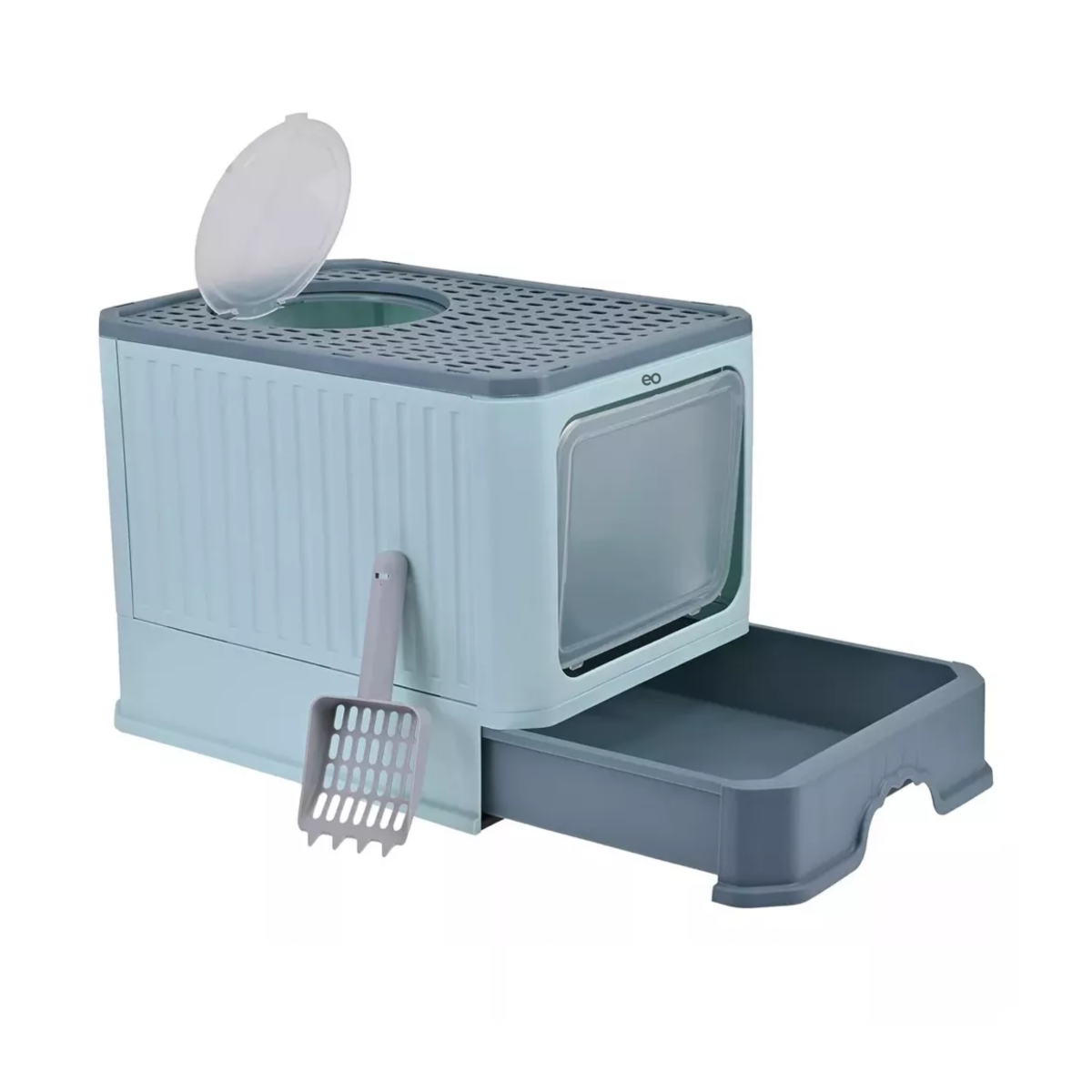 Caja De Arena Portátil Para Gatos Con Tapa Bandeja De Arena Eo Safe Imports Esi-9409-1 Verde