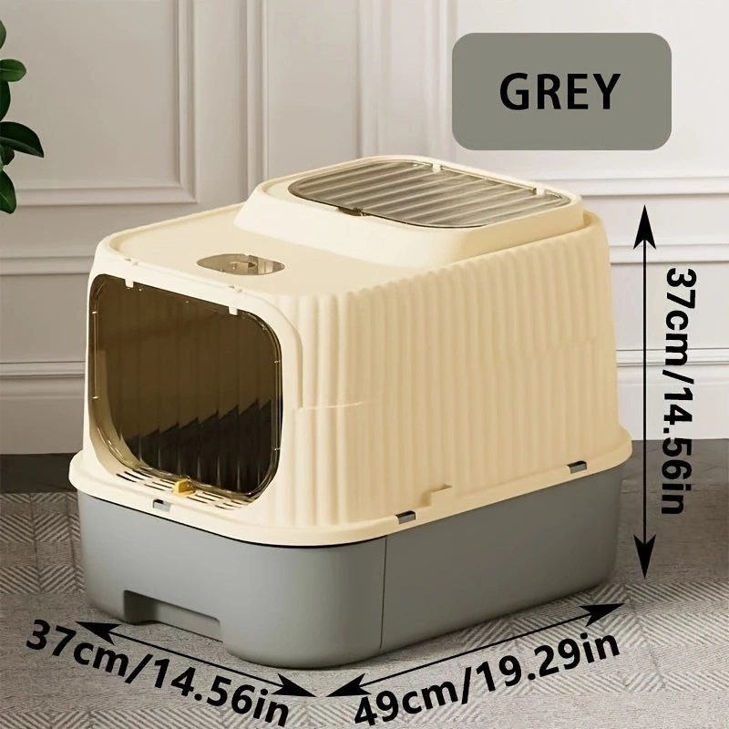 Caja De Arena Para Gatos, Diseño De Cajón, Completamente Cerrada, De Gran Capacidad - Venta Internacional.