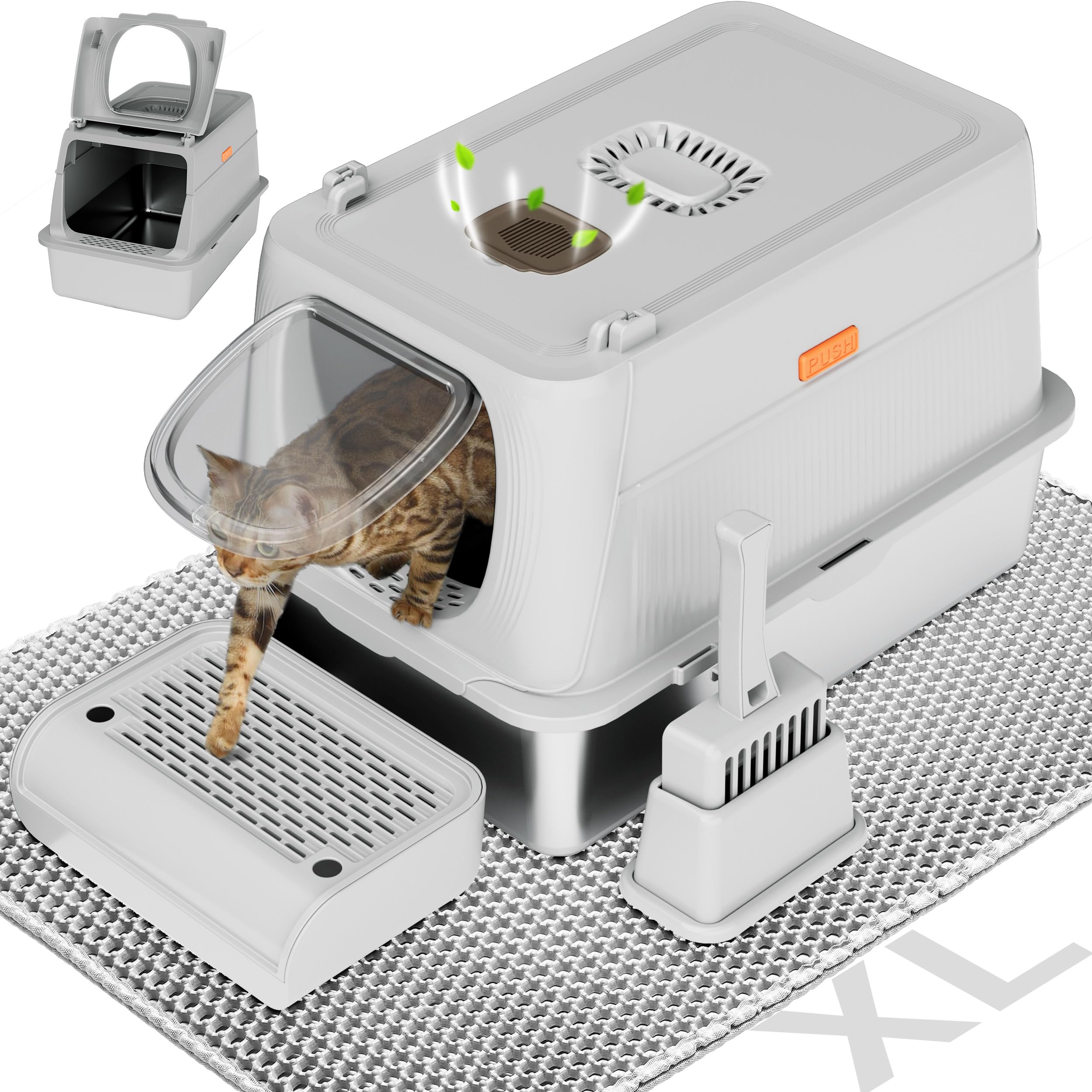 Caja De Arena Para Gatos Citylife De Acero Inoxidable Xl Con Tapa Para Grandes Felinos - Venta Internacional.