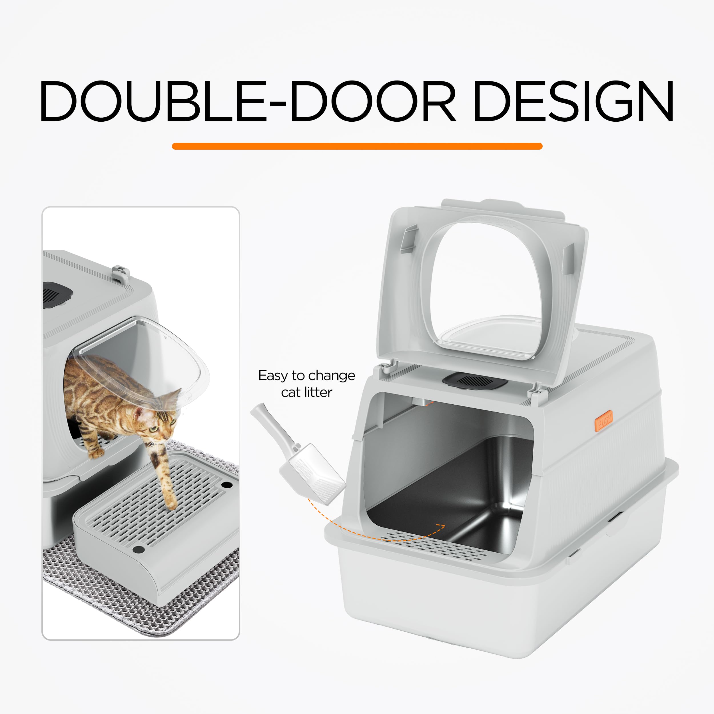 Foto 2 | Caja De Arena Para Gatos Citylife De Acero Inoxidable Xl Con Tapa Para Grandes Felinos - Venta Internacional.