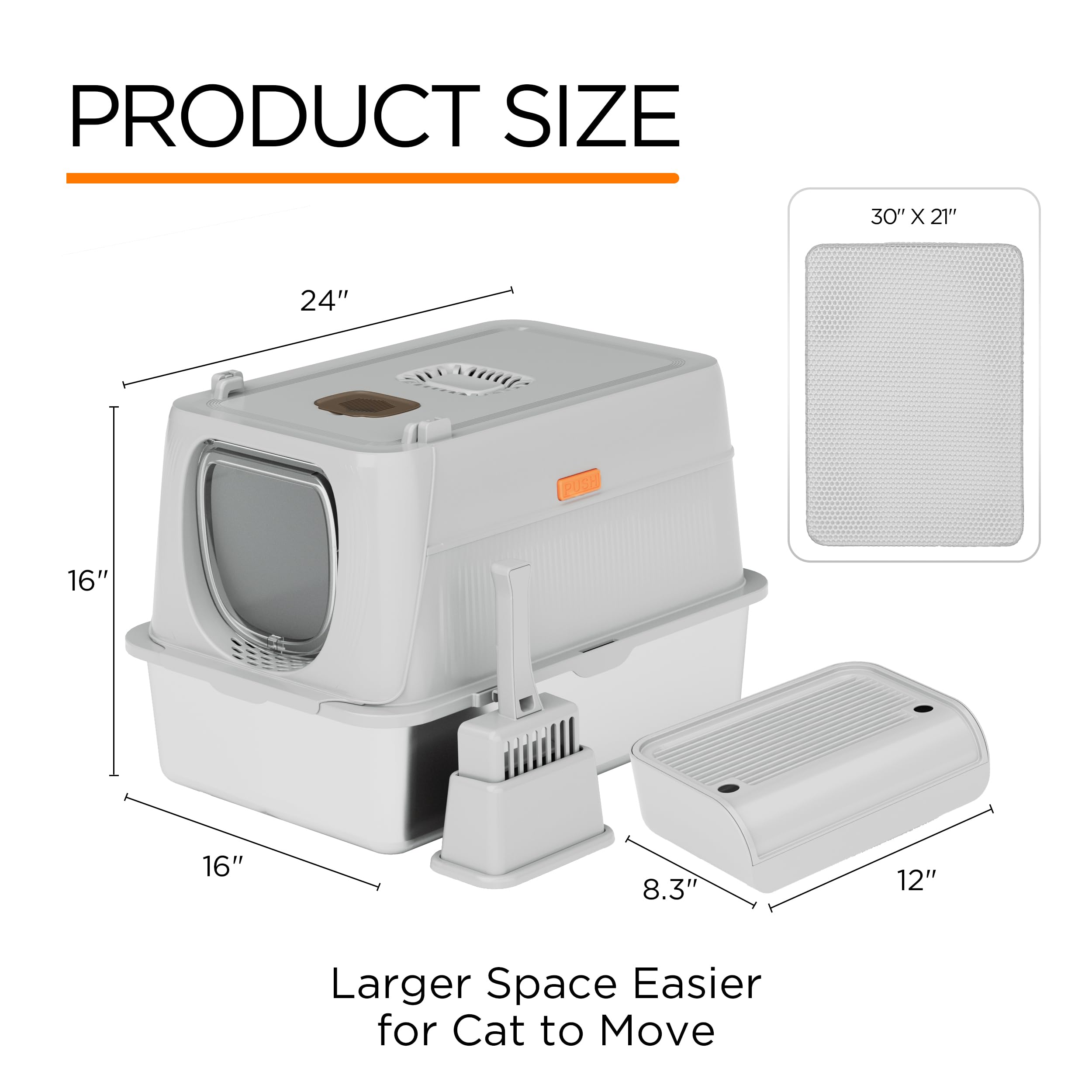 Foto 4 pulgar | Caja De Arena Para Gatos Citylife De Acero Inoxidable Xl Con Tapa Para Grandes Felinos - Venta Internacional.