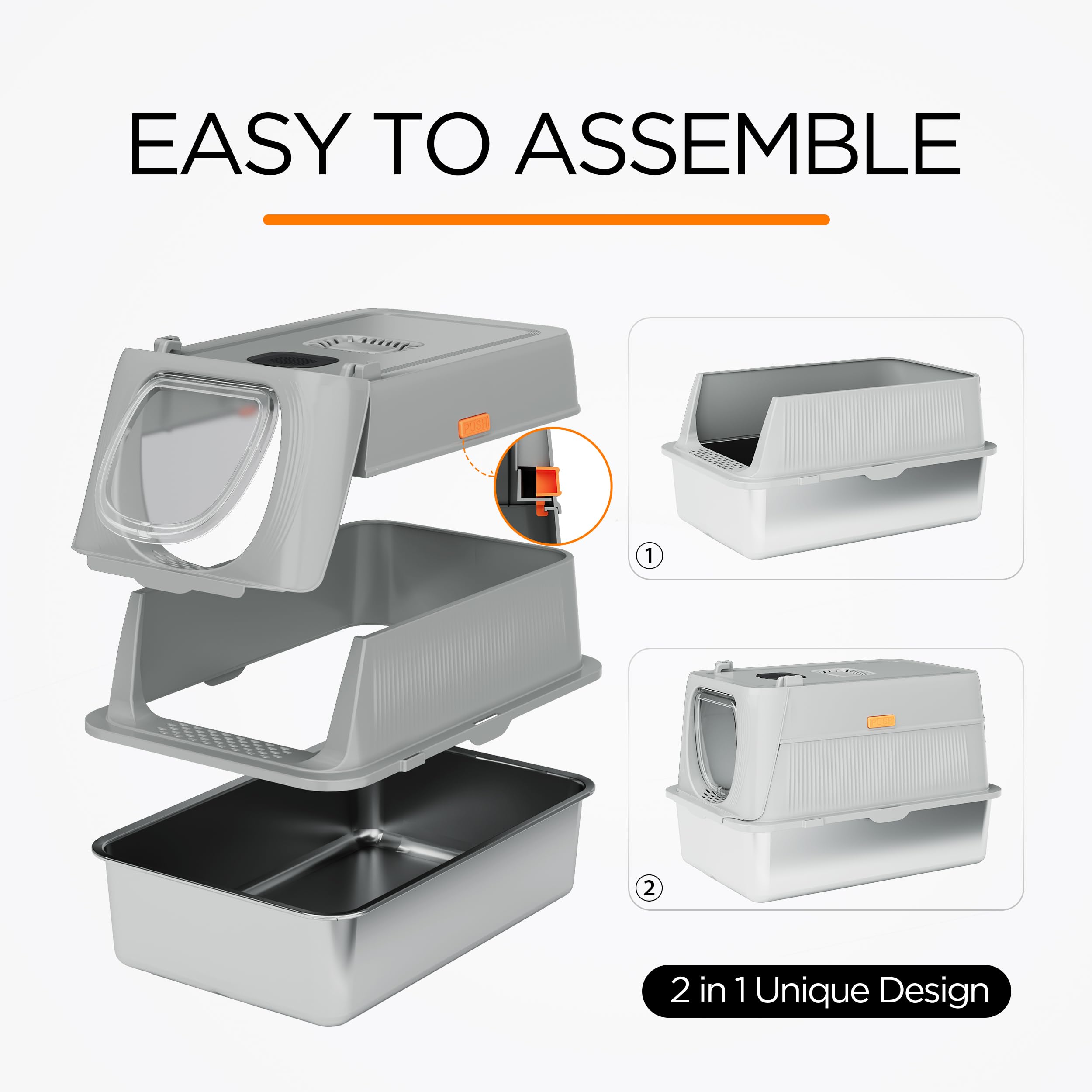Foto 5 pulgar | Caja De Arena Para Gatos Citylife De Acero Inoxidable Xl Con Tapa Para Grandes Felinos - Venta Internacional.