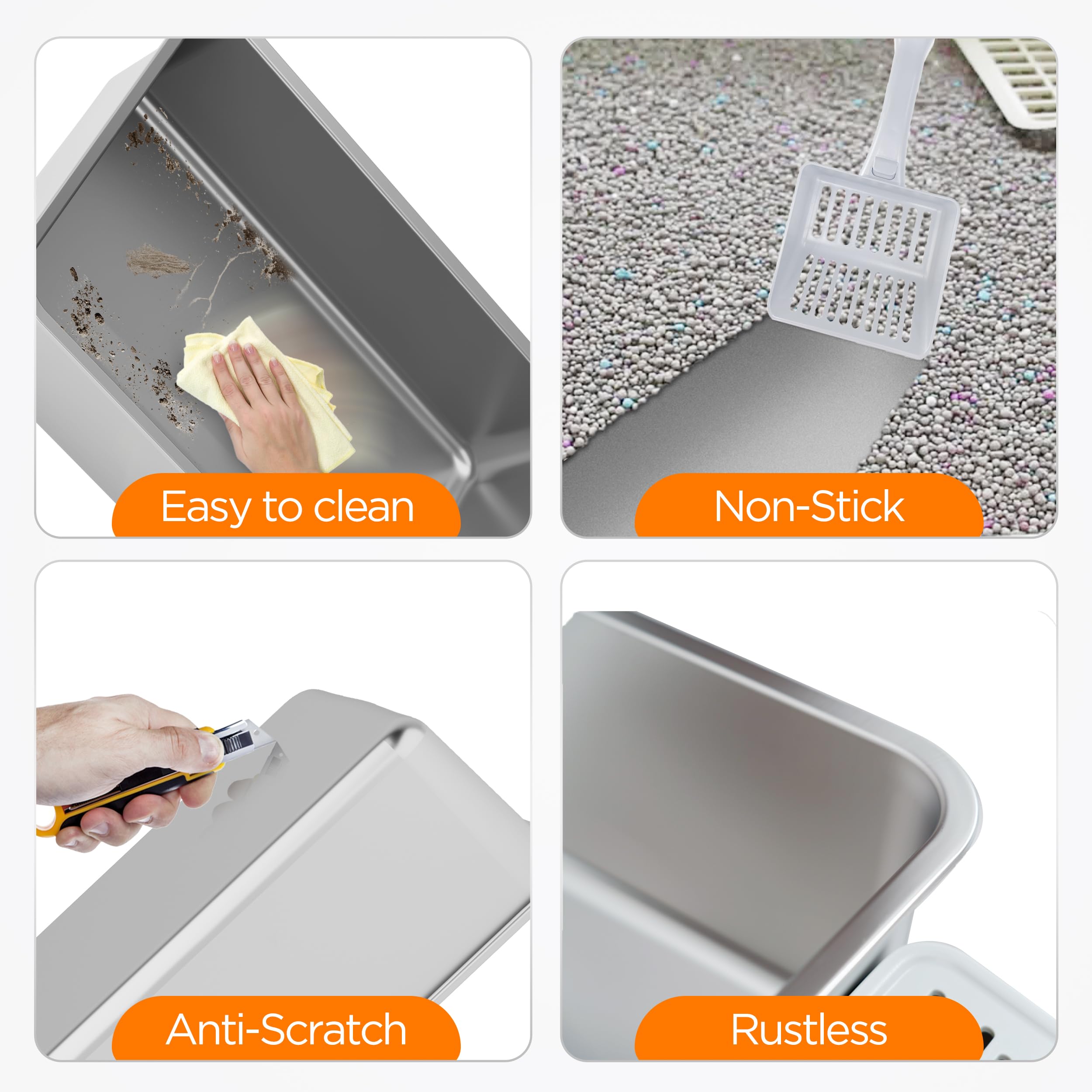 Foto 7 | Caja De Arena Para Gatos Citylife De Acero Inoxidable Xl Con Tapa Para Grandes Felinos - Venta Internacional.