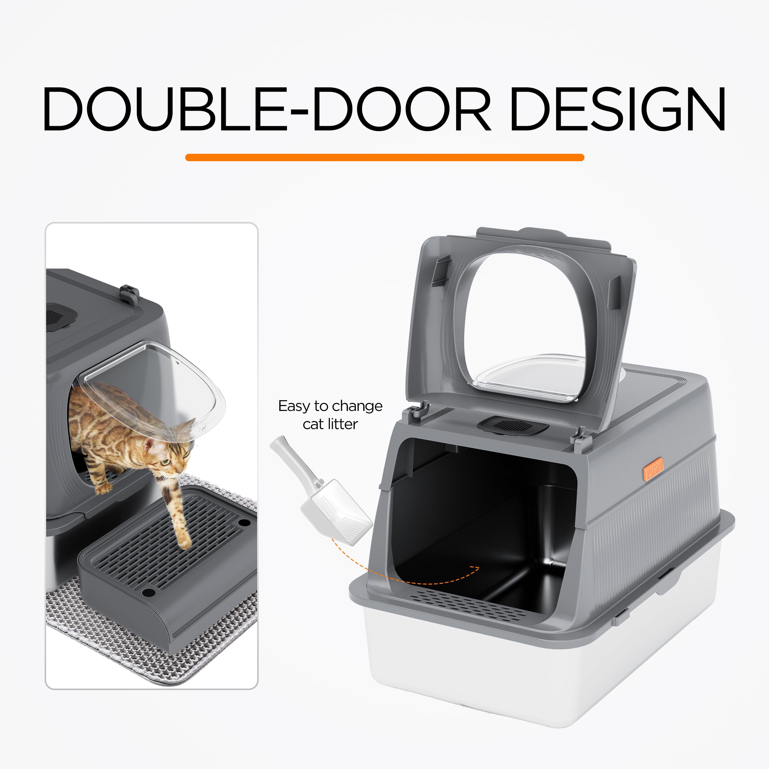 Foto 3 pulgar | Caja De Arena Para Gatos Citylife De Acero Inoxidable Xl Con Tapa Gris Oscuro - Venta Internacional.