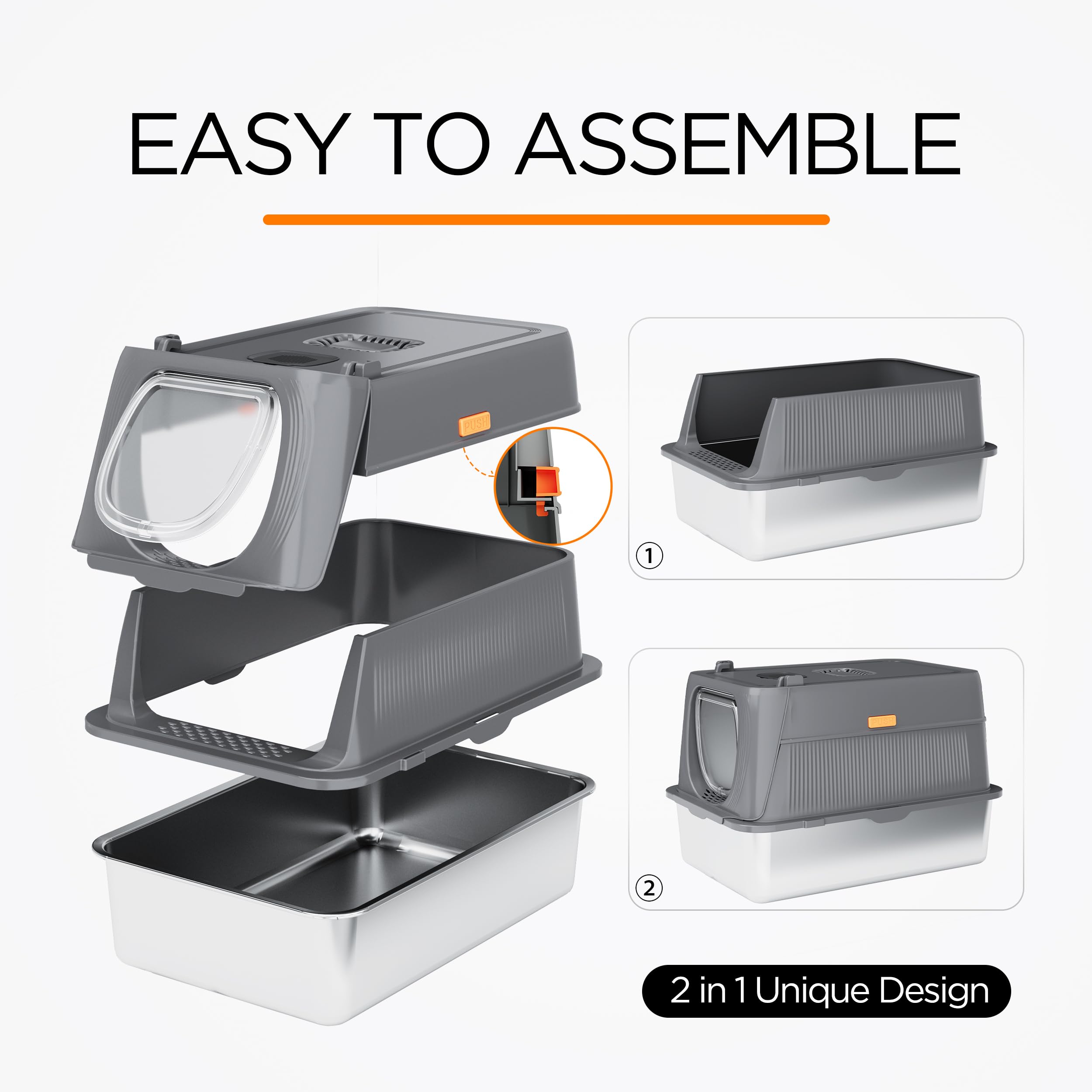 Foto 4 pulgar | Caja De Arena Para Gatos Citylife De Acero Inoxidable Xl Con Tapa Gris Oscuro - Venta Internacional.