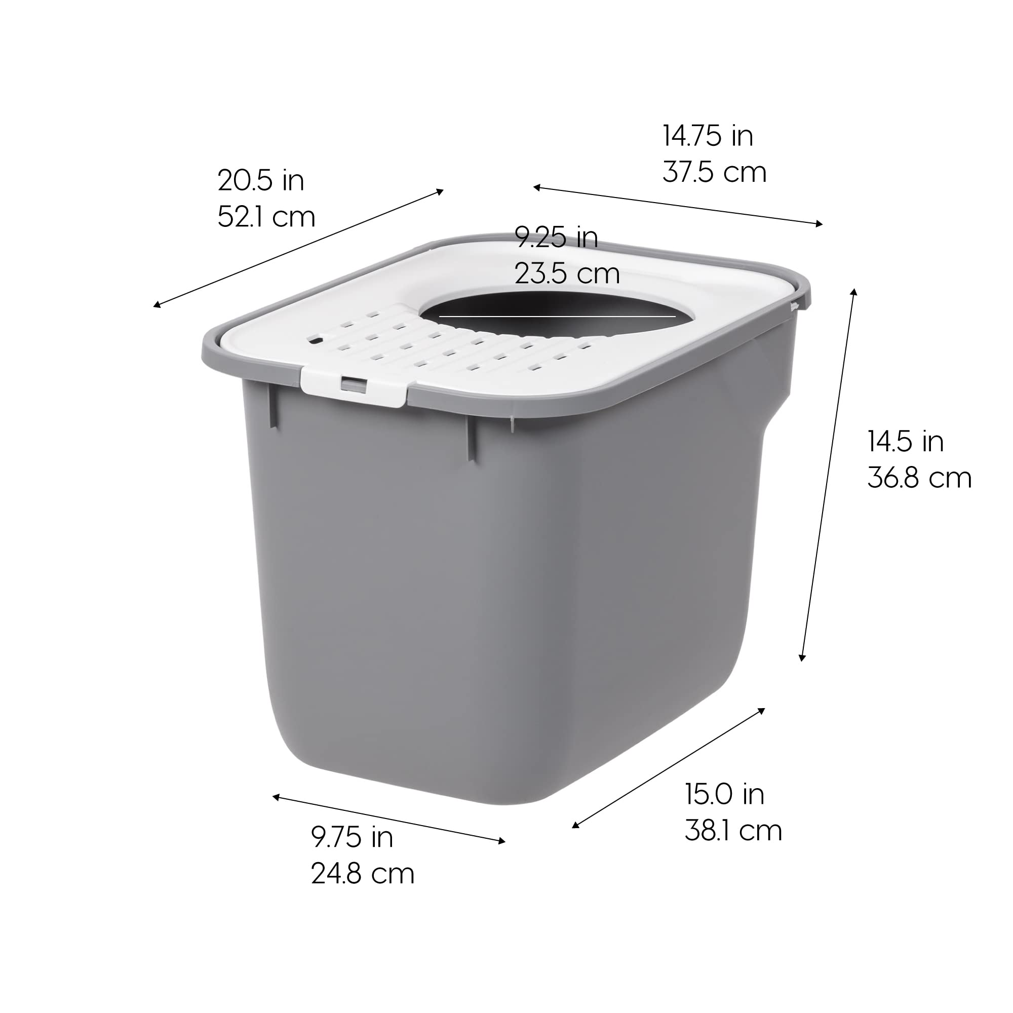 Foto 3 pulgar | Caja De Arena Para Gatos Iris Usa Con Entrada Superior Grande, Gris Y Blanco - Venta Internacional.