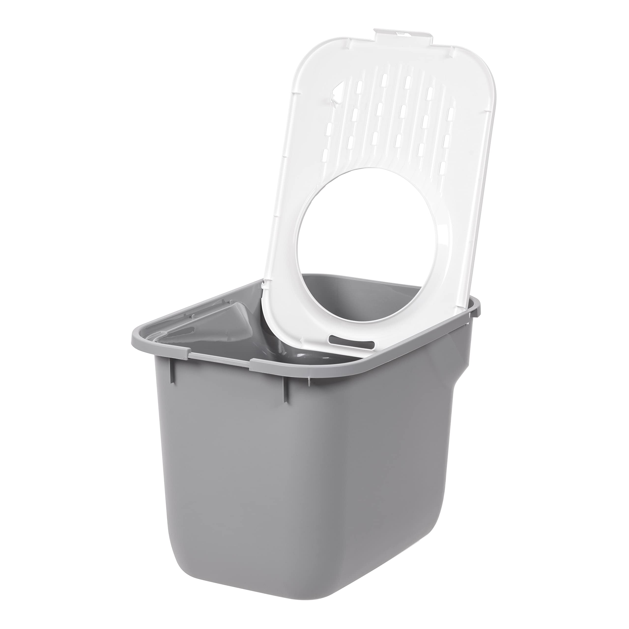 Foto 6 | Caja De Arena Para Gatos Iris Usa Con Entrada Superior Grande, Gris Y Blanco - Venta Internacional.
