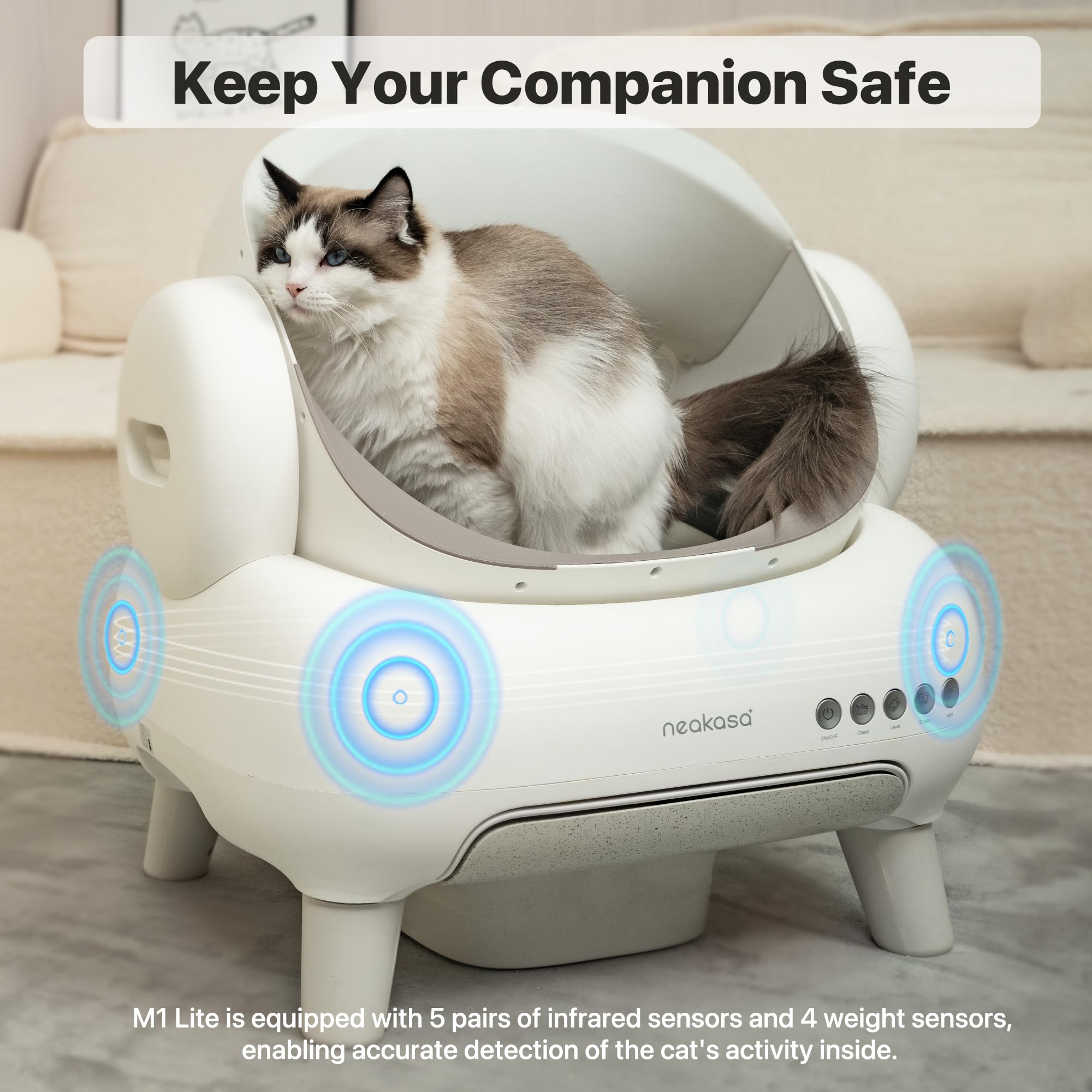 Foto 7 pulgar | Caja De Arena Autolimpiante Para Gatos Neakasa M1 Lite Con Tapa Abierta - Venta Internacional.