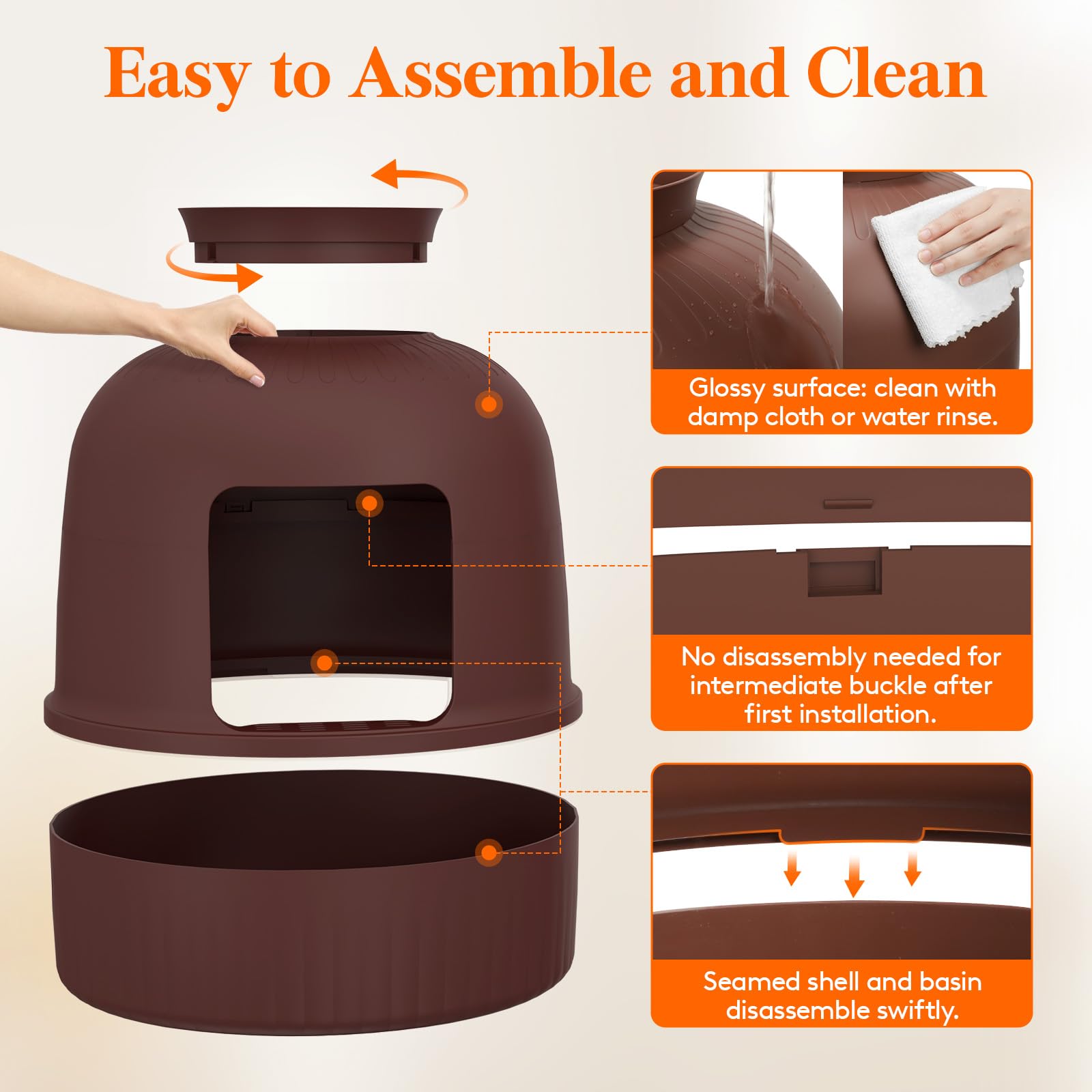 Foto 6 pulgar | Caja De Arena Para Gatos Lifewit Con Planta Sintética Y Cuchara, Color Marrón - Venta Internacional.