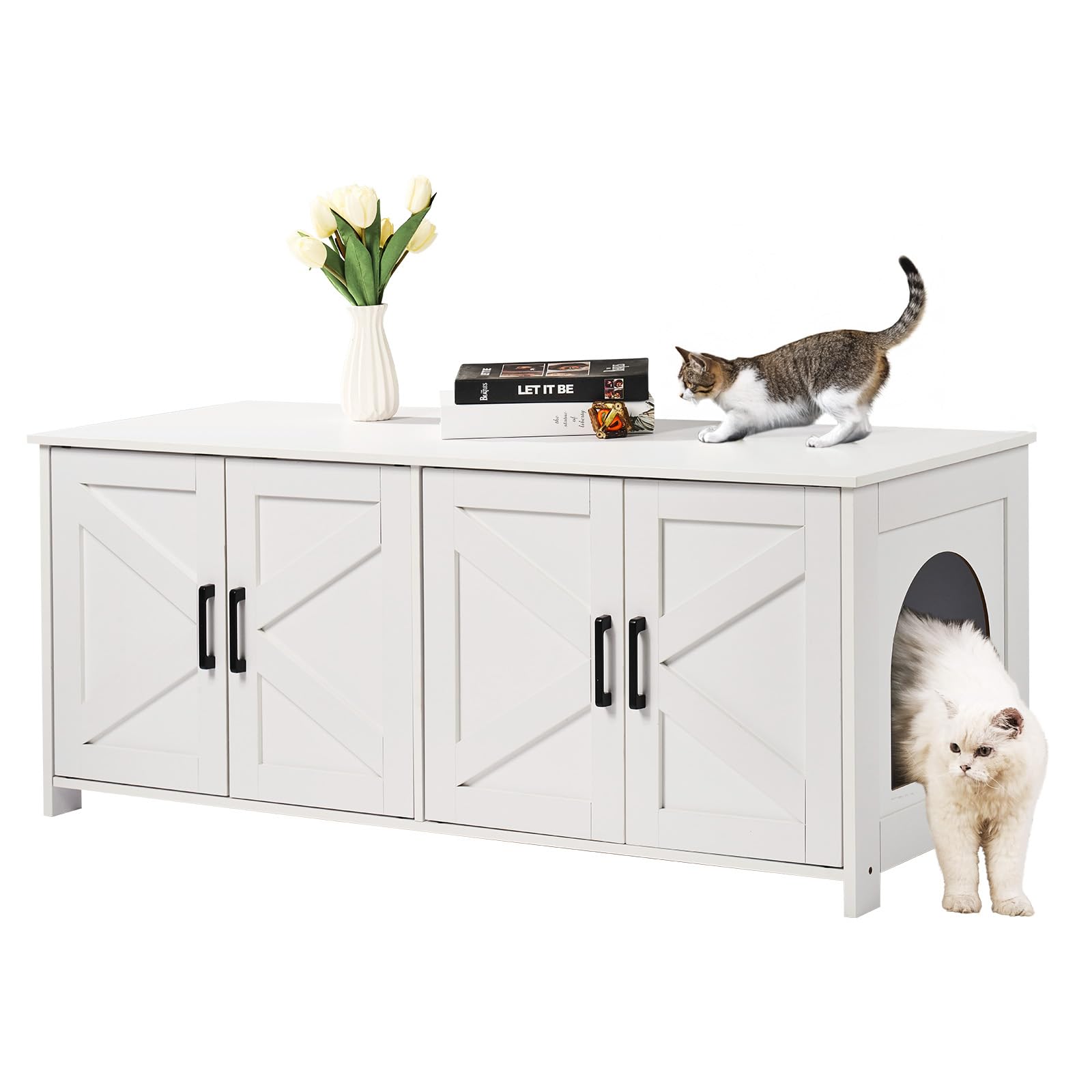 Caja De Arena Para Gatos Vevor Para 2 Gatos Con Habitaciones Dobles - Venta Internacional.