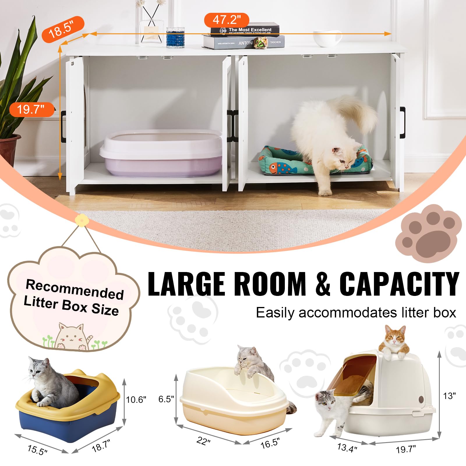 Foto 4 | Caja De Arena Para Gatos Vevor Para 2 Gatos Con Habitaciones Dobles - Venta Internacional.
