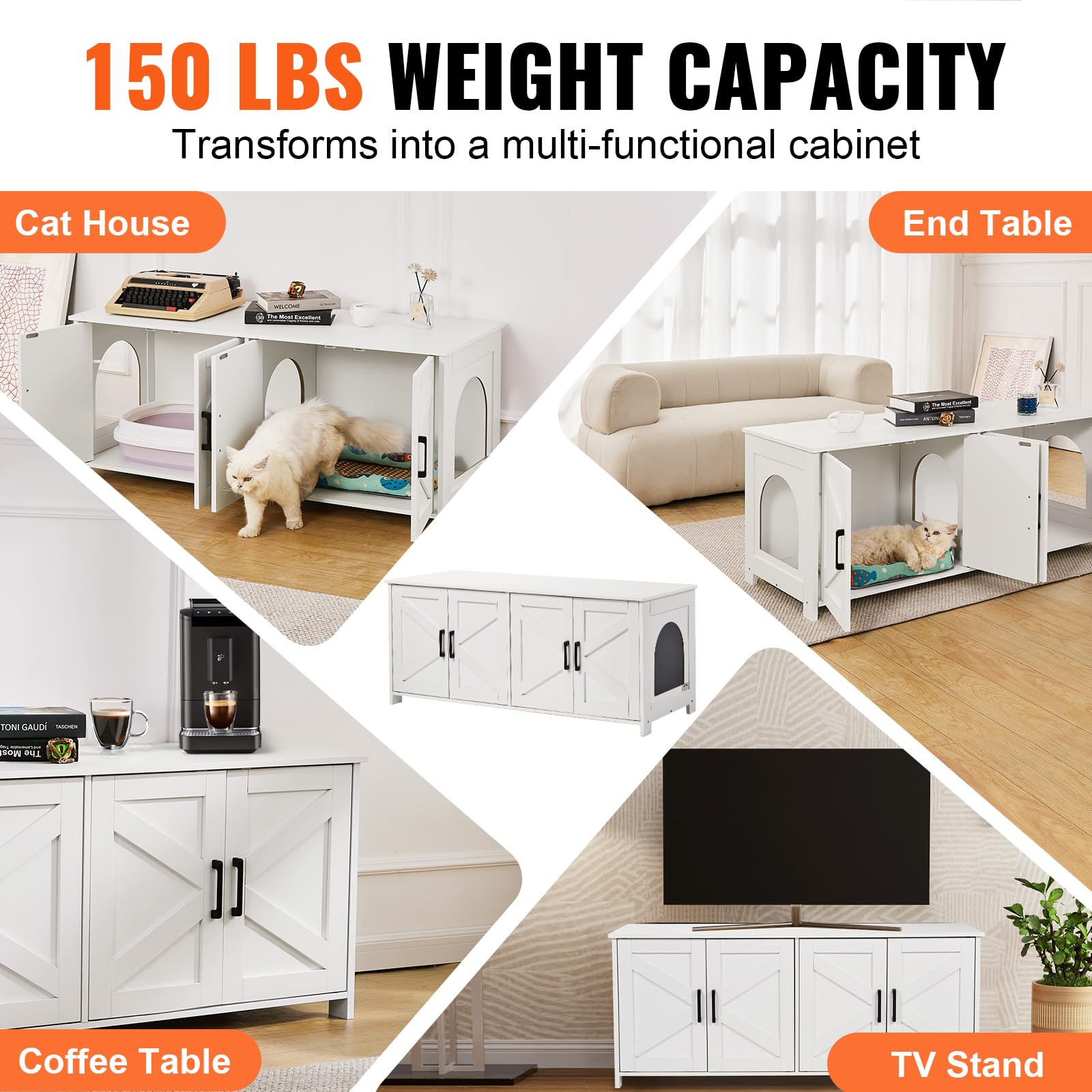 Foto 5 | Caja De Arena Para Gatos Vevor Para 2 Gatos Con Habitaciones Dobles - Venta Internacional.