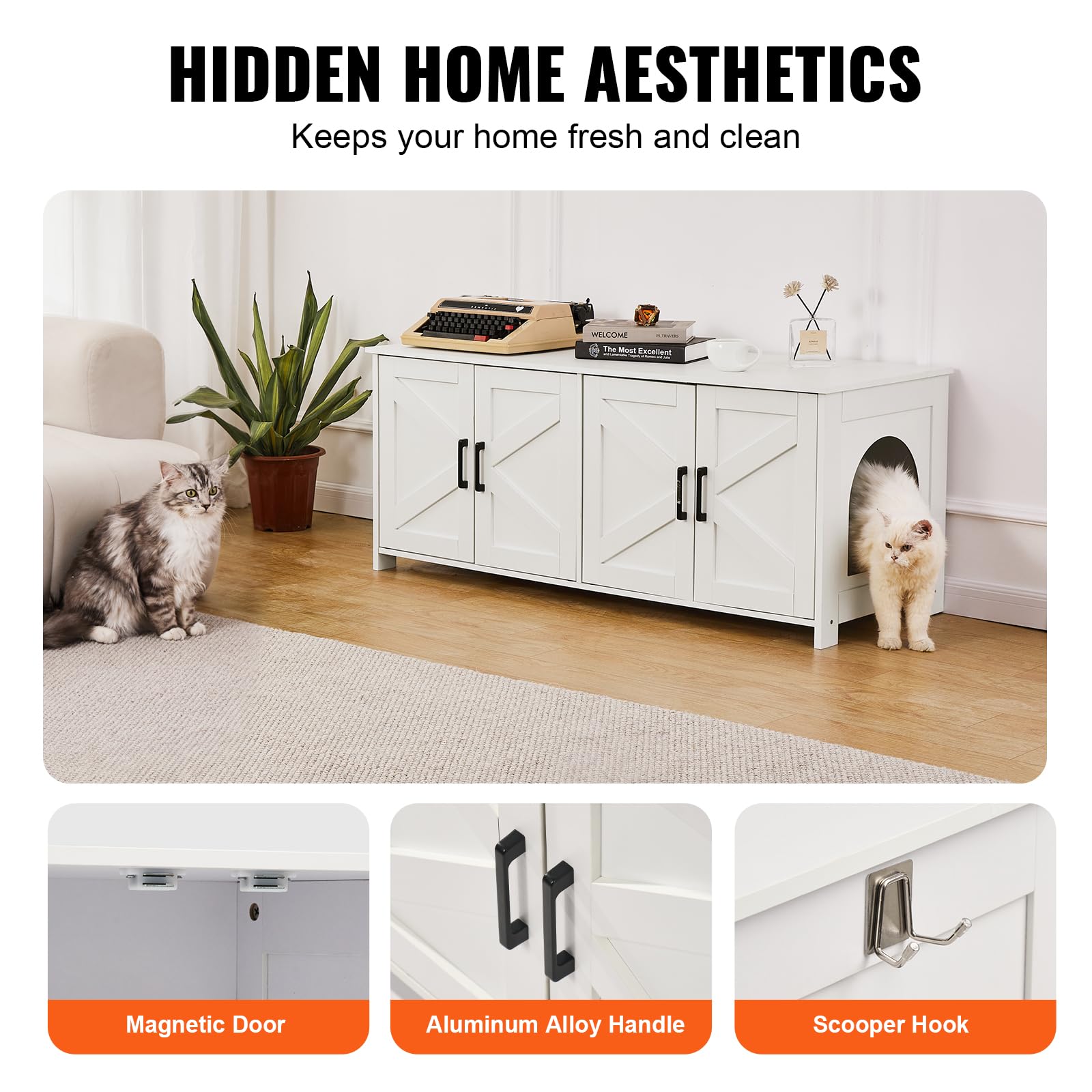 Foto 7 | Caja De Arena Para Gatos Vevor Para 2 Gatos Con Habitaciones Dobles - Venta Internacional.