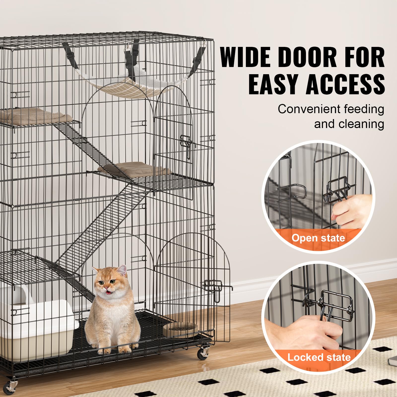 Foto 6 | Carcasa Cat Catio Vevor Catio Con Ruedas Giratorias De 4 Niveles - Venta Internacional.