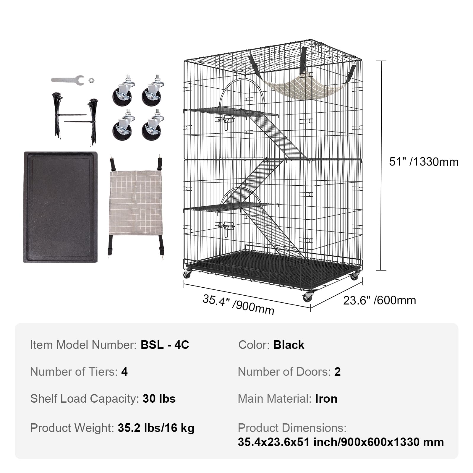 Foto 7 | Carcasa Cat Catio Vevor Catio Con Ruedas Giratorias De 4 Niveles - Venta Internacional.