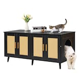 Caja De Arena Para Gatos Vevor Para 2 Gatos Con Puertas De Ratán - Venta Internacional.