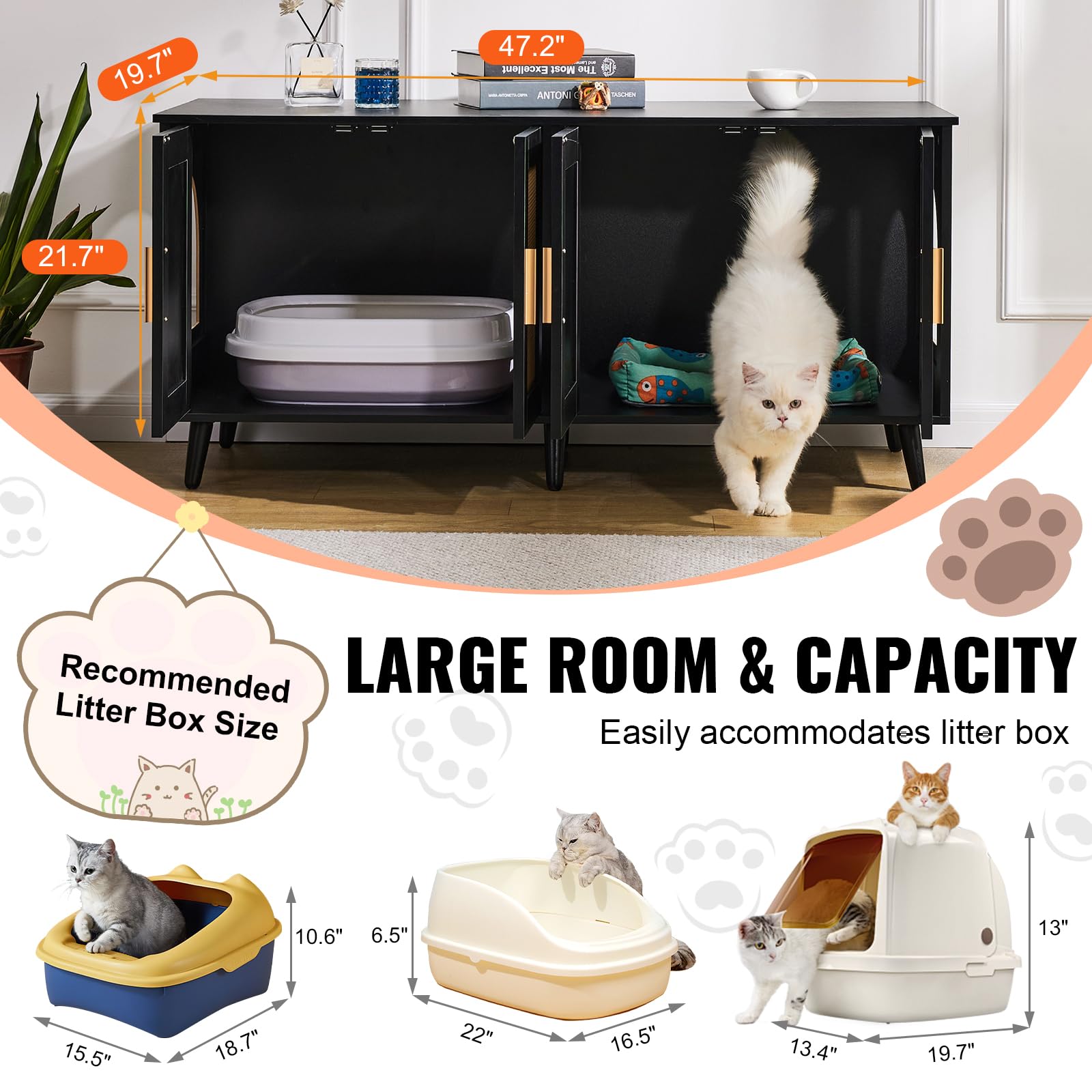 Foto 5 pulgar | Caja De Arena Para Gatos Vevor Para 2 Gatos Con Puertas De Ratán - Venta Internacional.