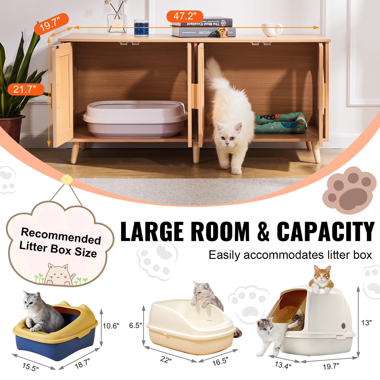 Foto 5 pulgar | Caja De Arena Para Gatos Vevor Para 2 Gatos Con Puertas De Ratán - Venta Internacional.