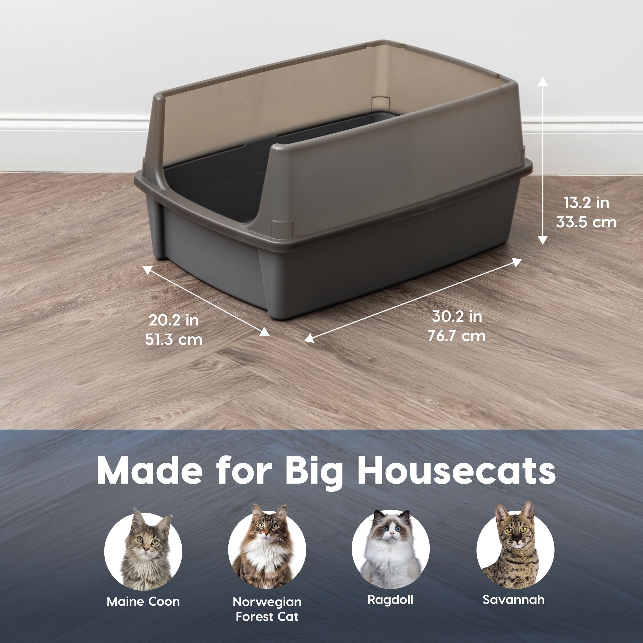 Foto 2 | Caja De Arena Para Gatos Iris Usa Xxl Con La Parte Superior Abierta Para Grandes Felinos, Color Gris - Venta Internac