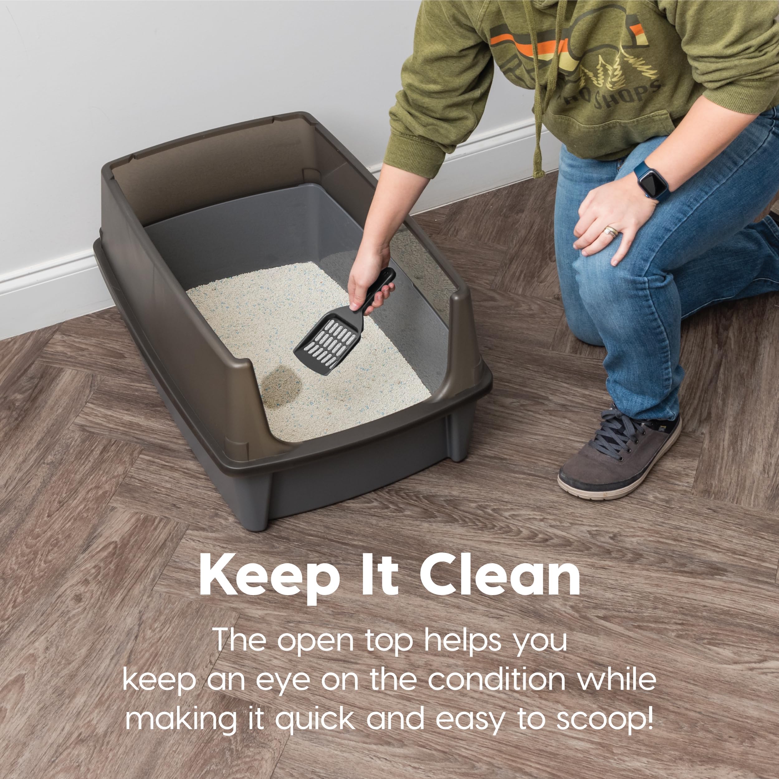 Foto 4 pulgar | Caja De Arena Para Gatos Iris Usa Xxl Con La Parte Superior Abierta Para Grandes Felinos, Color Gris - Venta Internac