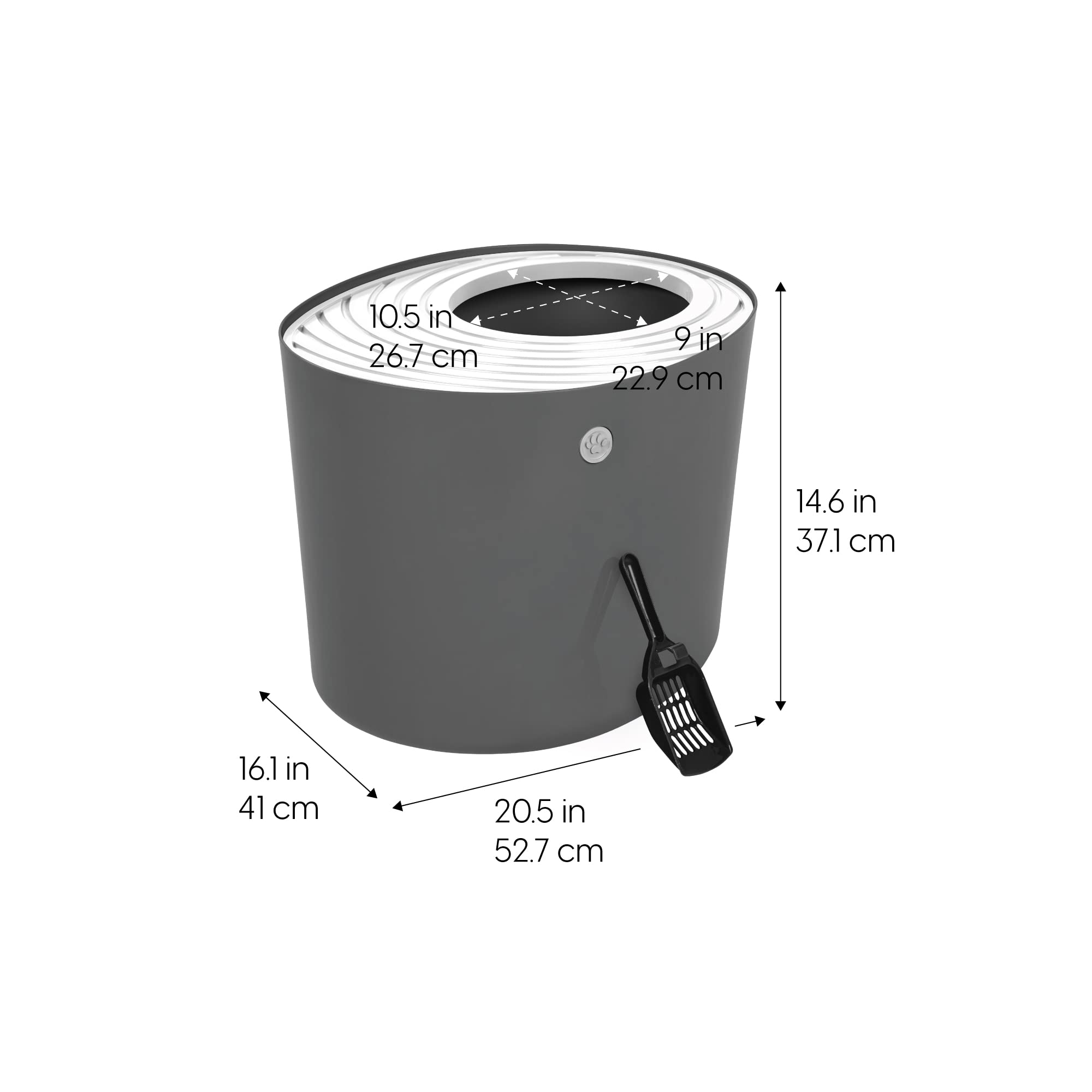 Foto 3 pulgar | Caja De Arena Para Gatos Iris Usa, Entrada Superior Con Cuchara, Gris Oscuro/blanco - Venta Internacional.