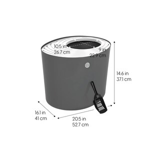 Foto 2 | Caja De Arena Para Gatos Iris Usa, Entrada Superior Con Cuchara, Gris Oscuro/blanco - Venta Internacional.