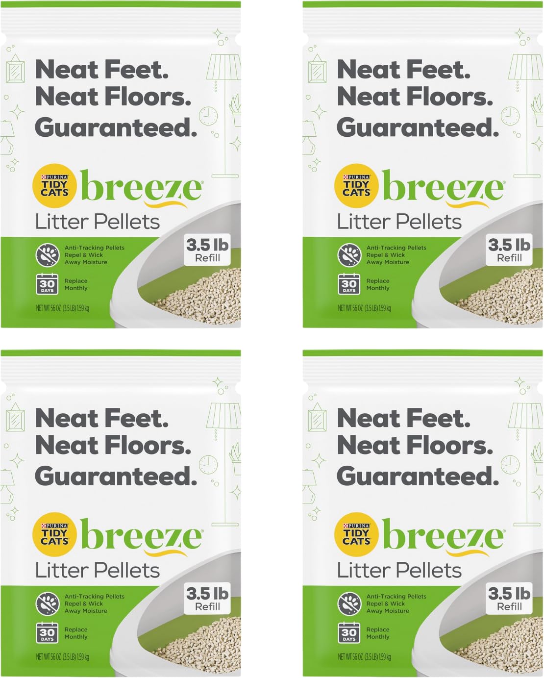 Foto 1 | Pellets De Arena Para Gatos Tidy Cats Breeze, 1,6 Kg (paquete De 4) - Venta Internacional.