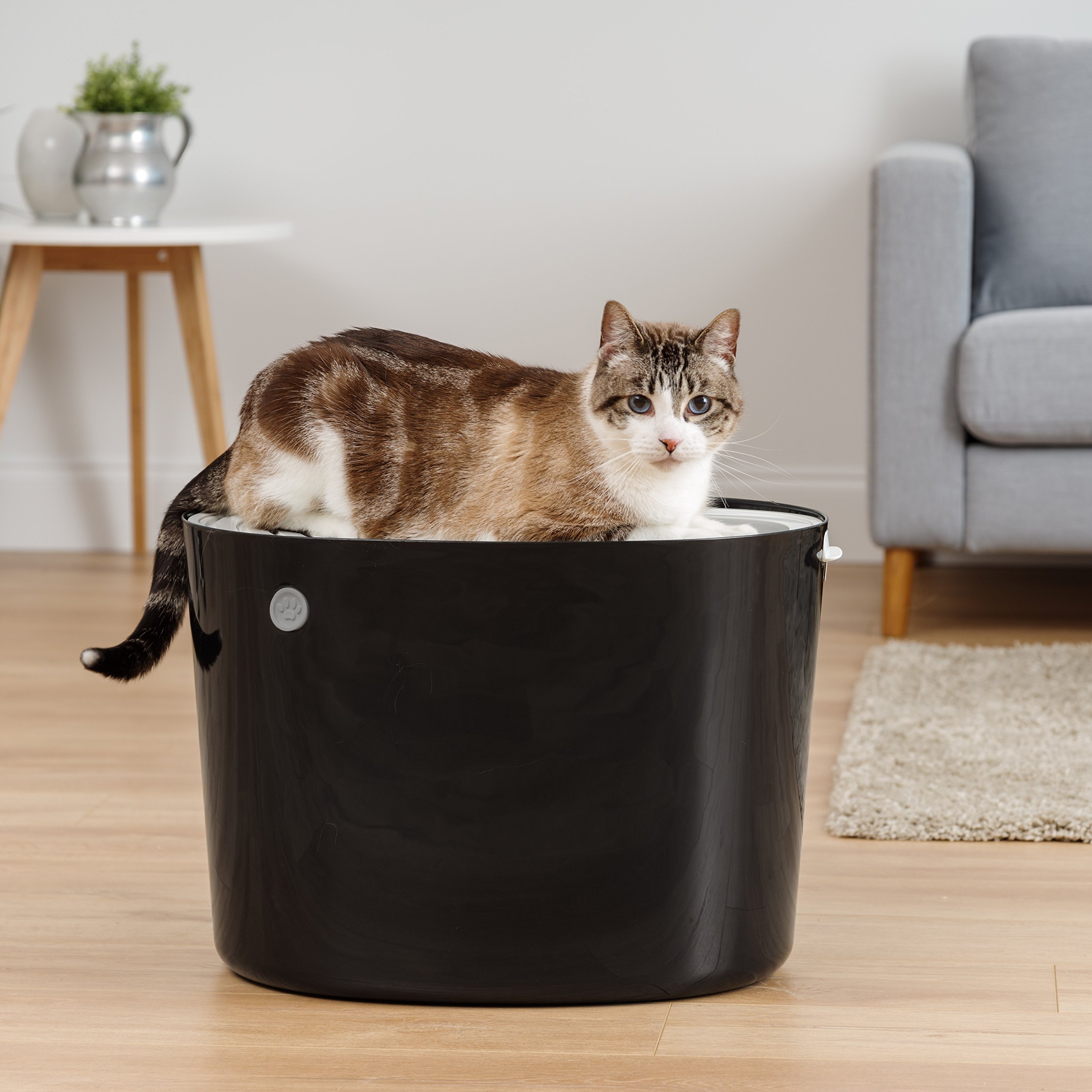 Foto 7 | Caja De Arena Para Gatos Iris Usa, Entrada Superior Con Cuchara, Color Negro Y Gris - Venta Internacional.