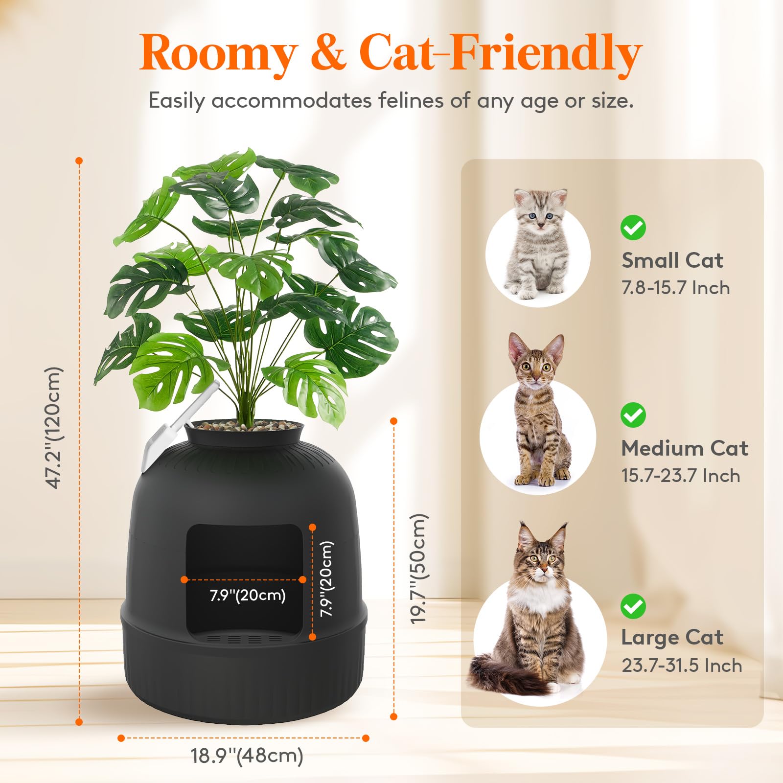 Foto 5 pulgar | Caja De Arena Lifewit Cat Con Planta Sintética Y Cuchara, Negra - Venta Internacional.