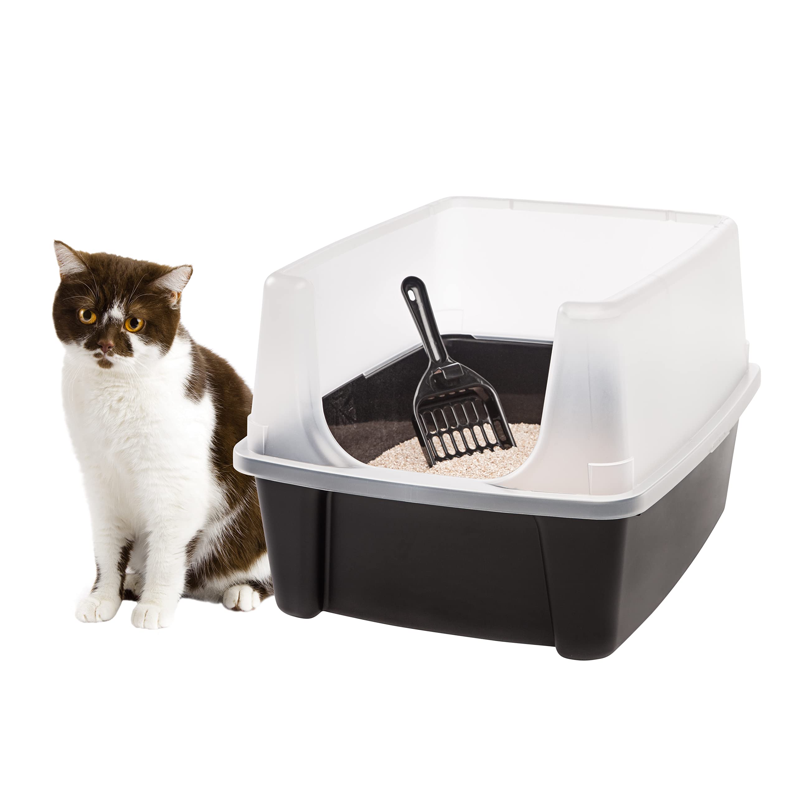 Foto 2 pulgar | Caja De Arena Para Gatos Iris Usa, Grande, Con Protector De Dispersión Y Cuchara, Negra - Venta Internacional.