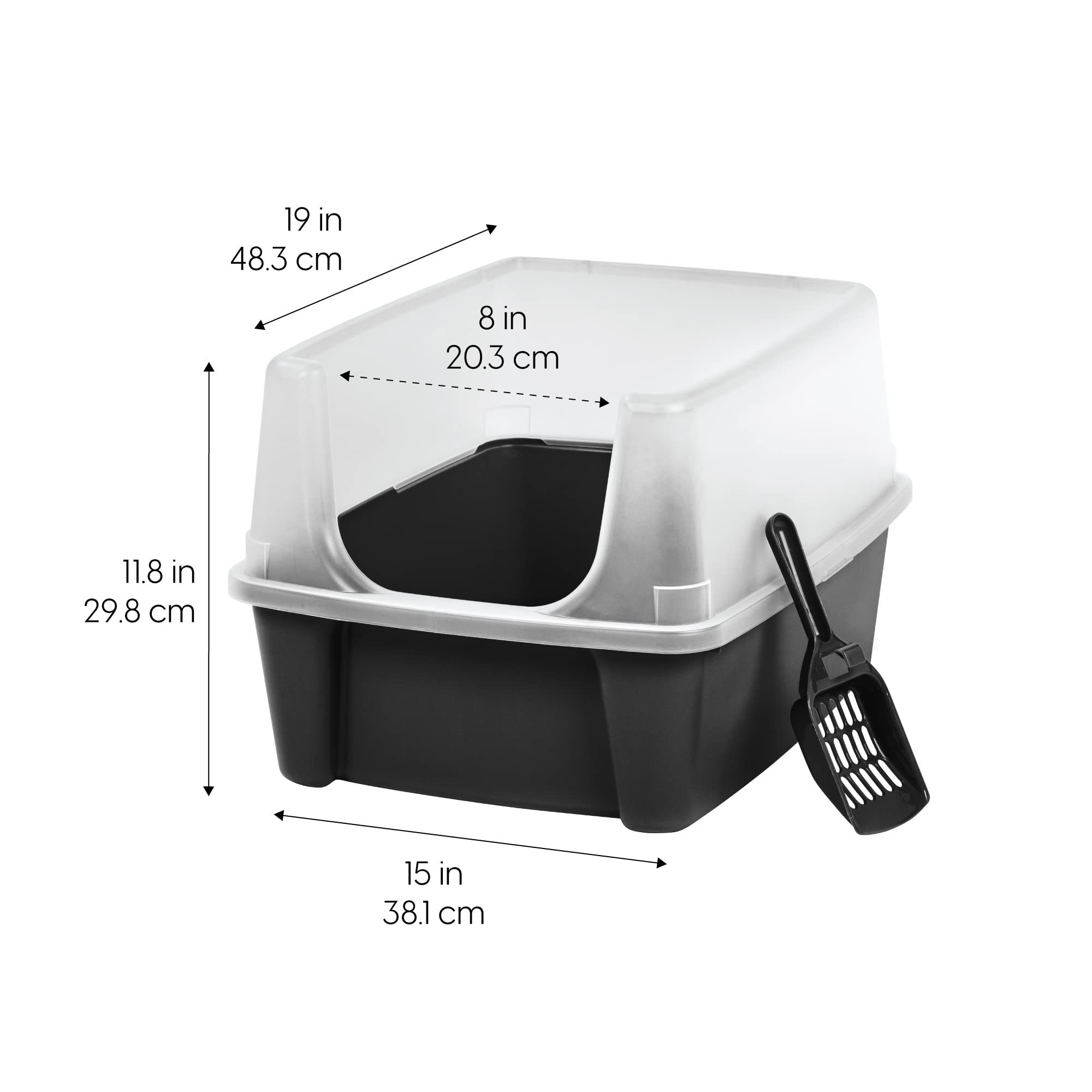Foto 3 pulgar | Caja De Arena Para Gatos Iris Usa, Grande, Con Protector De Dispersión Y Cuchara, Negra - Venta Internacional.
