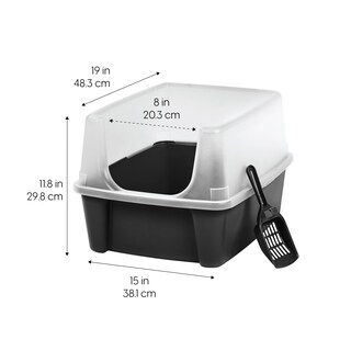 Foto 2 | Caja De Arena Para Gatos Iris Usa, Grande, Con Protector De Dispersión Y Cuchara, Negra - Venta Internacional.