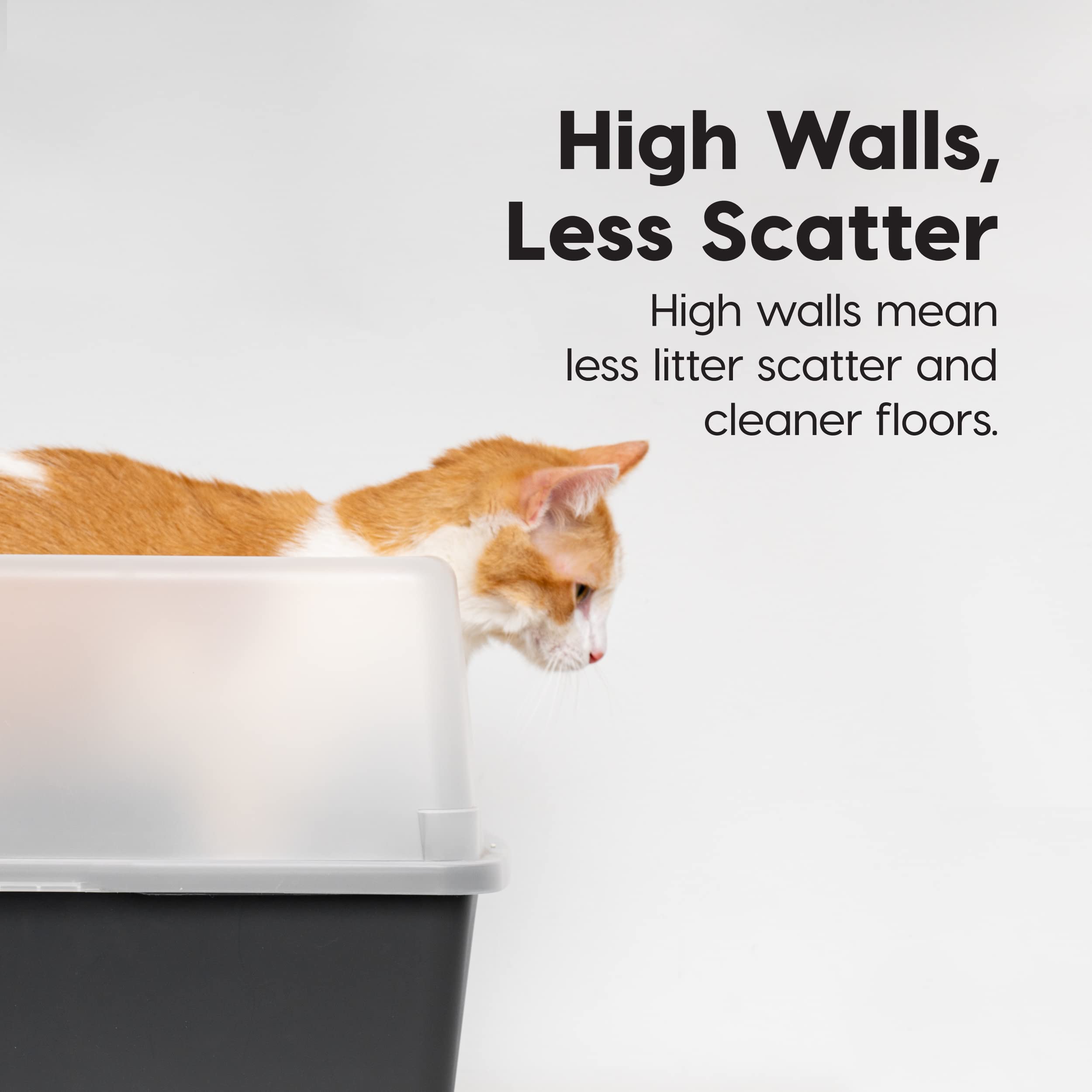 Foto 4 | Caja De Arena Para Gatos Iris Usa, Grande, Con Protector De Dispersión Y Cuchara, Negra - Venta Internacional.