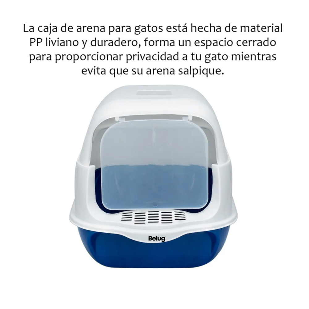 Foto 3 pulgar | Arenero Cerrado Para Gato Con Pala Puerta Belug, Azul Marino Blanco