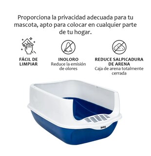 Foto 4 | Arenero Cerrado Para Gato Con Pala Puerta Belug, Azul Marino Blanco