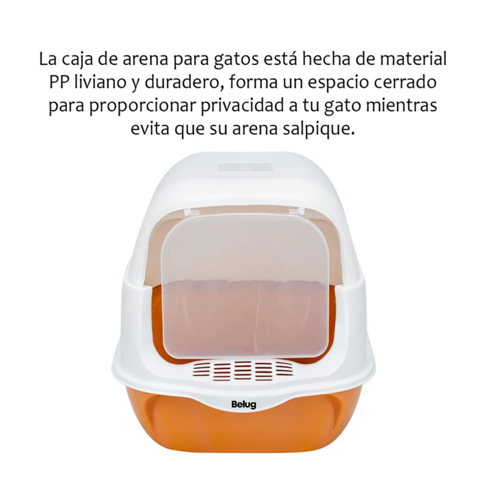 Foto 3 pulgar | Arenero Cerrado Para Gato Con Pala Puerta Belug,  Naranja Blanco