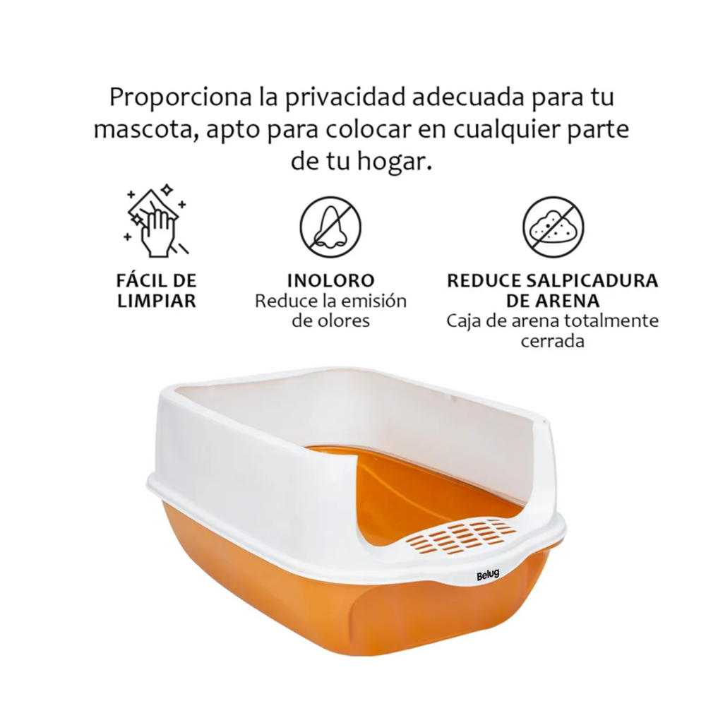Foto 5 pulgar | Arenero Cerrado Para Gato Con Pala Puerta Belug,  Naranja Blanco