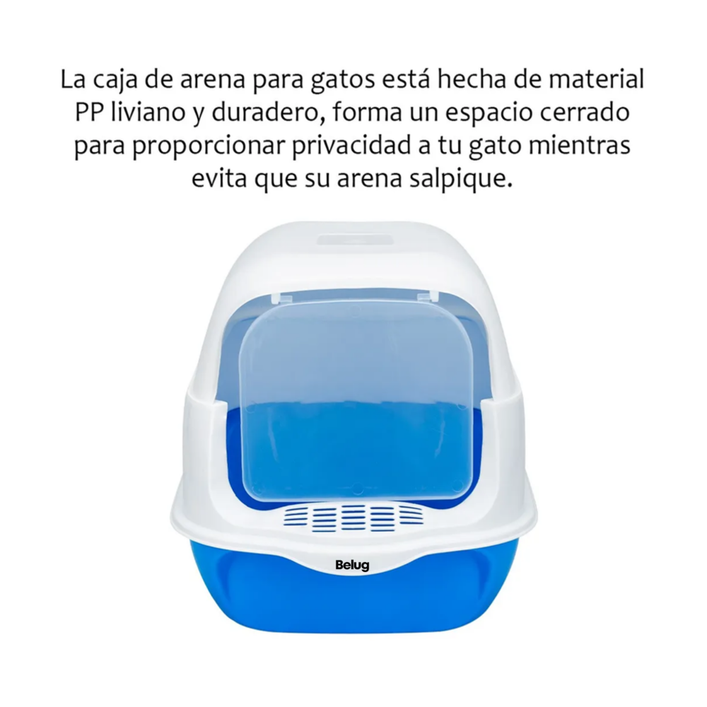 Foto 3 pulgar | Arenero Cerrado Para Gato Con Pala Puerta Belug, Azul Cielo Blanco